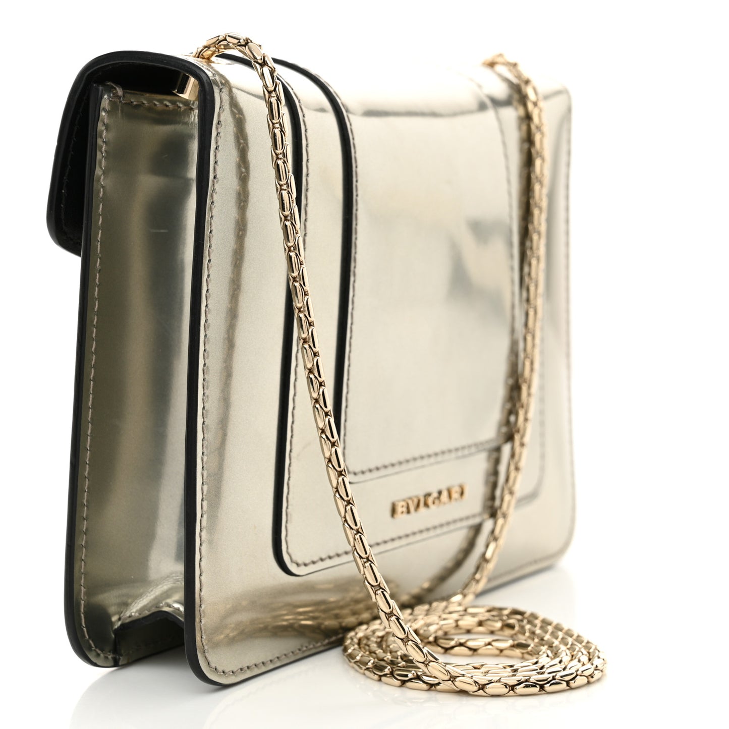 Metallic Calfskin Small Serpenti Forever Snake Strap Crossbody Bag Silver