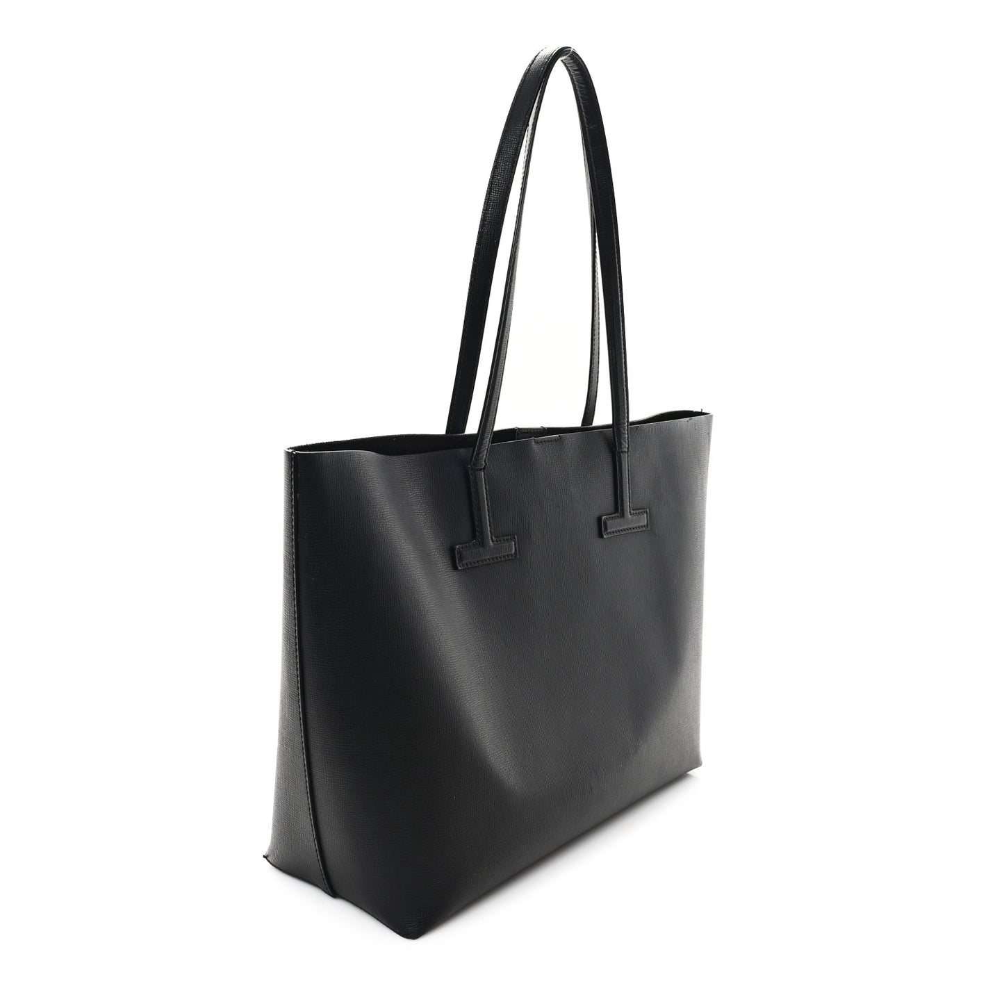 Grained Calfskin Small T Tote Black