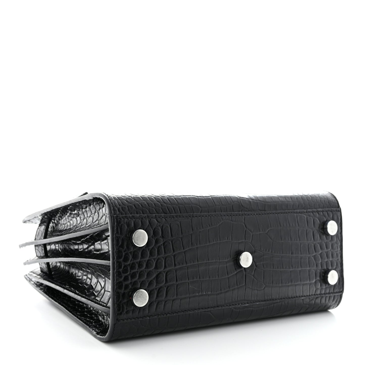 Calfskin Crocodile Embossed Nano Sac De Jour Black