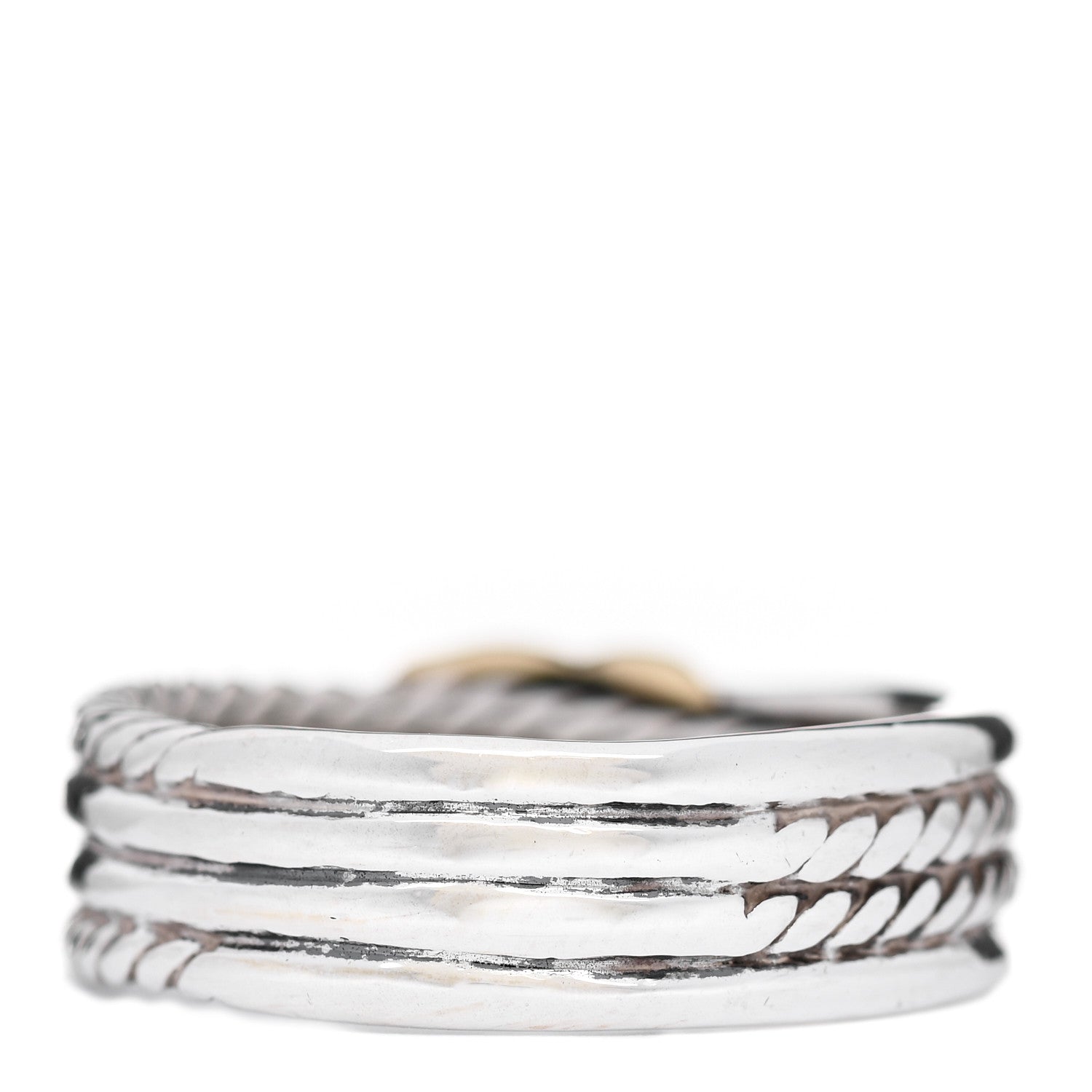 David Yurman Sterling Silver 18K Yellow Gold 6mm X Crossover Ring 53 6.5 3 of 4