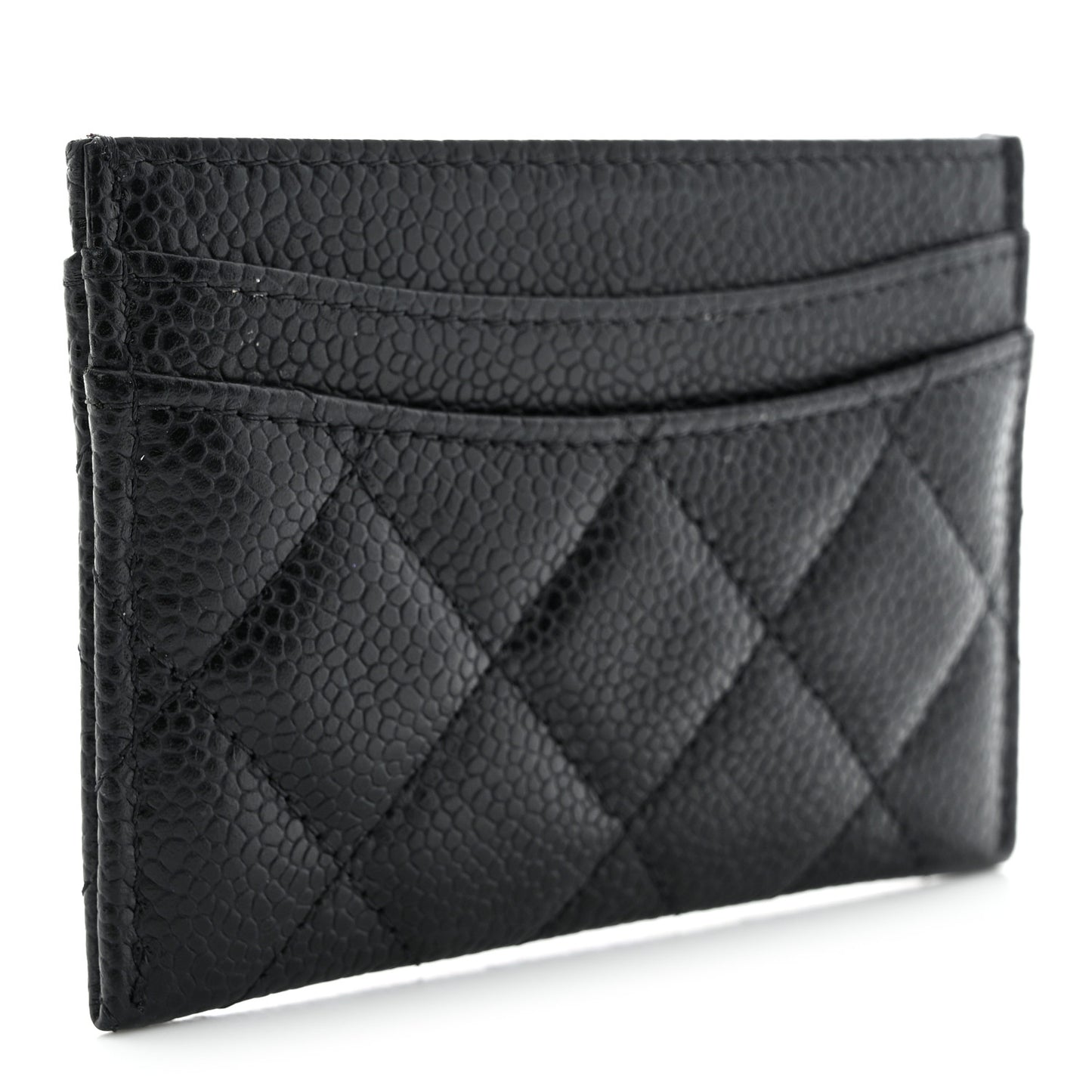Caviar Quilted Card Holder Black