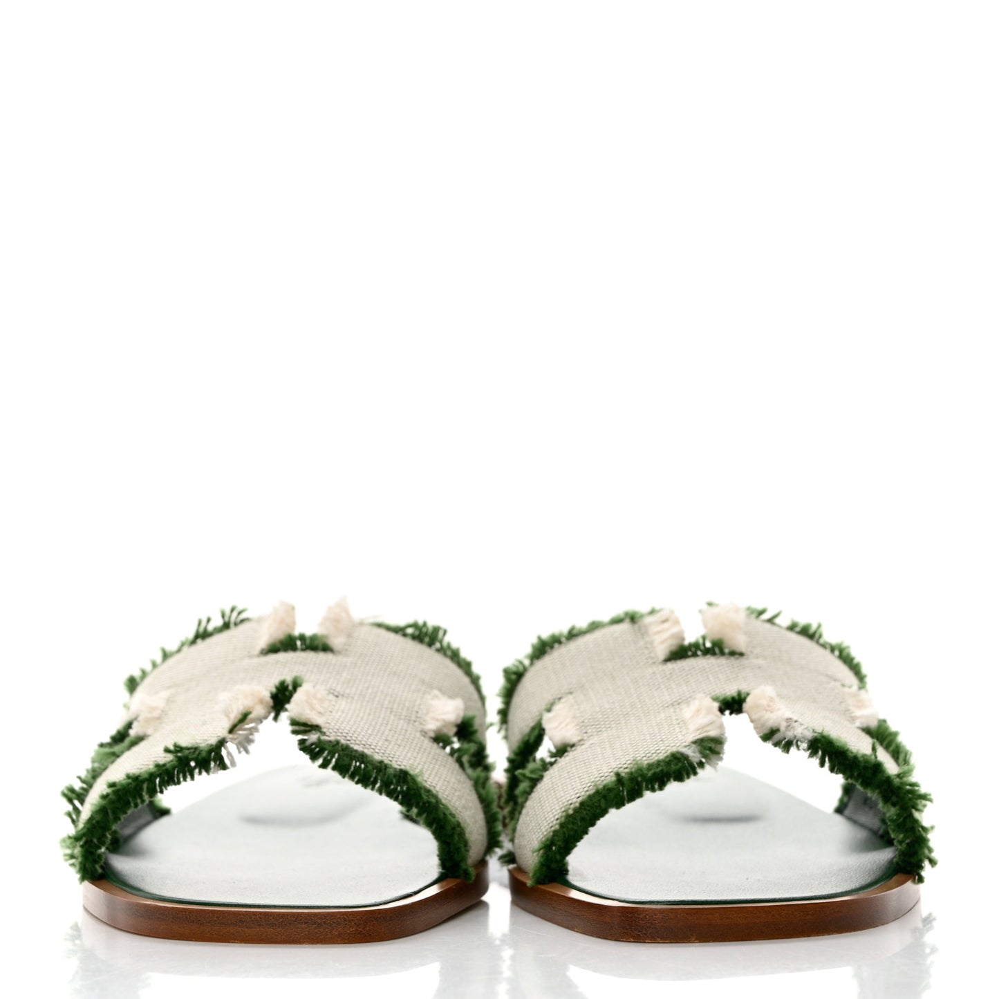 Toile H Oran Fringe Sandals 35 Vert