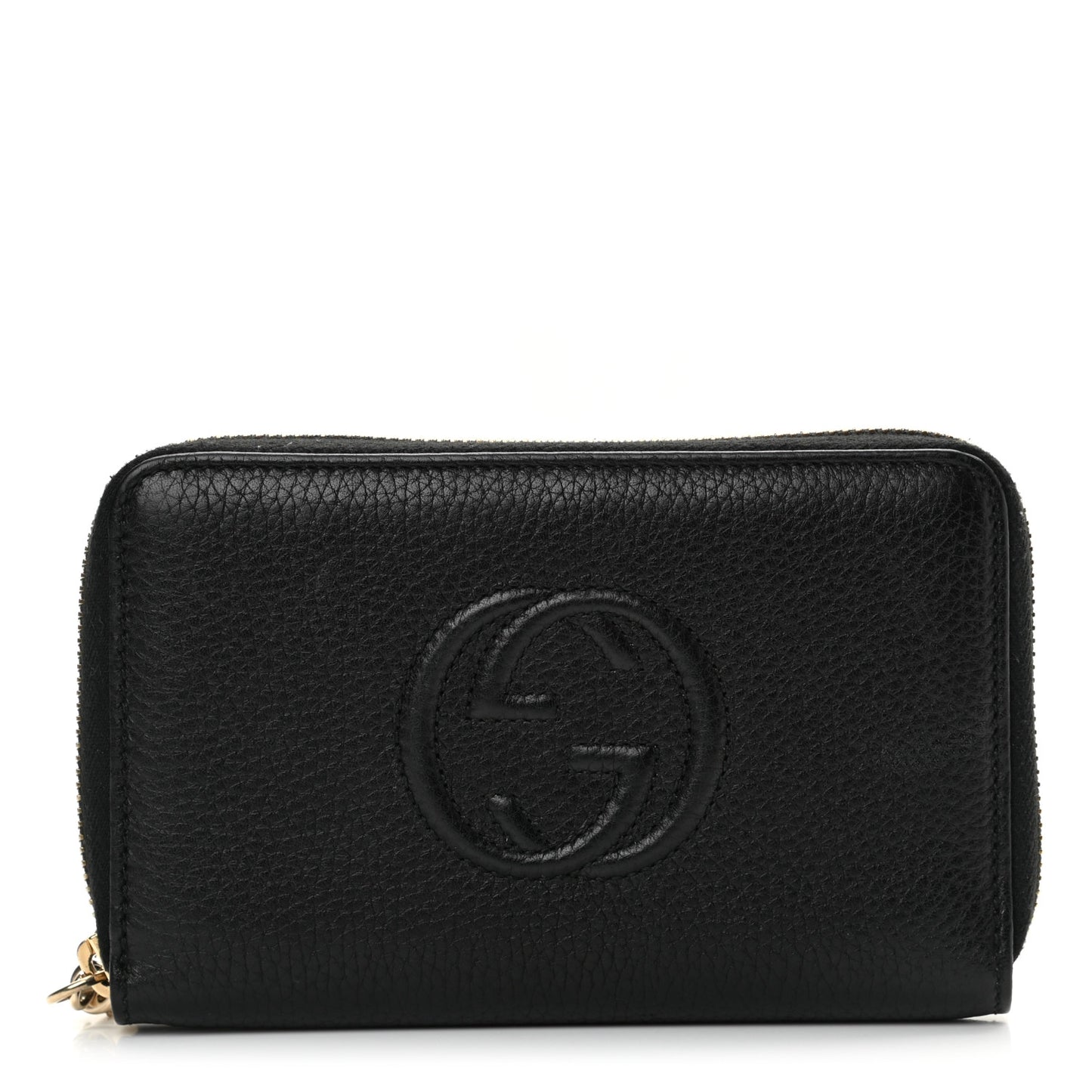 Pebbled Calfskin Medium Soho Zip Around Wallet Black