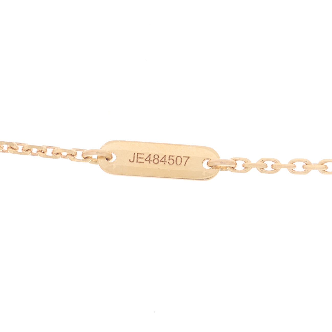 18K Rose Gold Diamond Pink Porcelain Vintage Alhambra Pendant Necklace