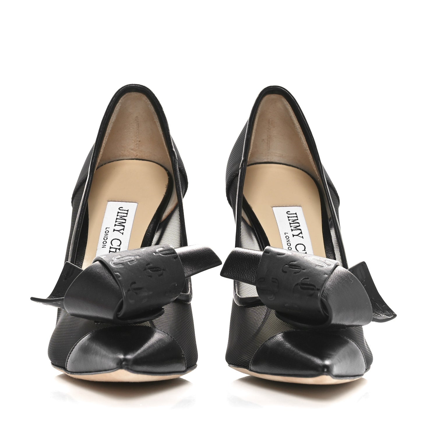 Mesh Calfskin Lani Bow 100 Pumps 37 Black