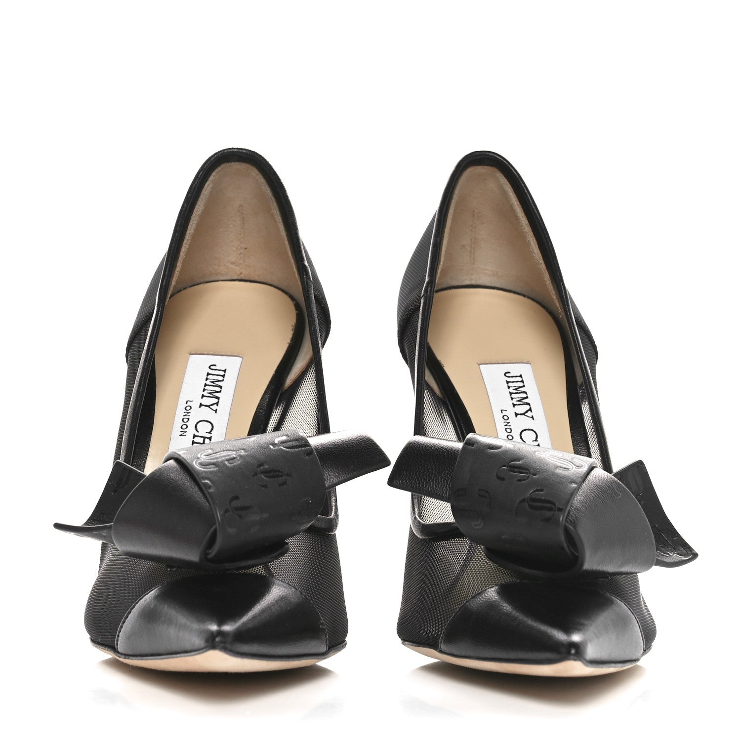 Jimmy Choo Mesh Calfskin Lani Bow 100 Pumps 37 Black 2 of 7