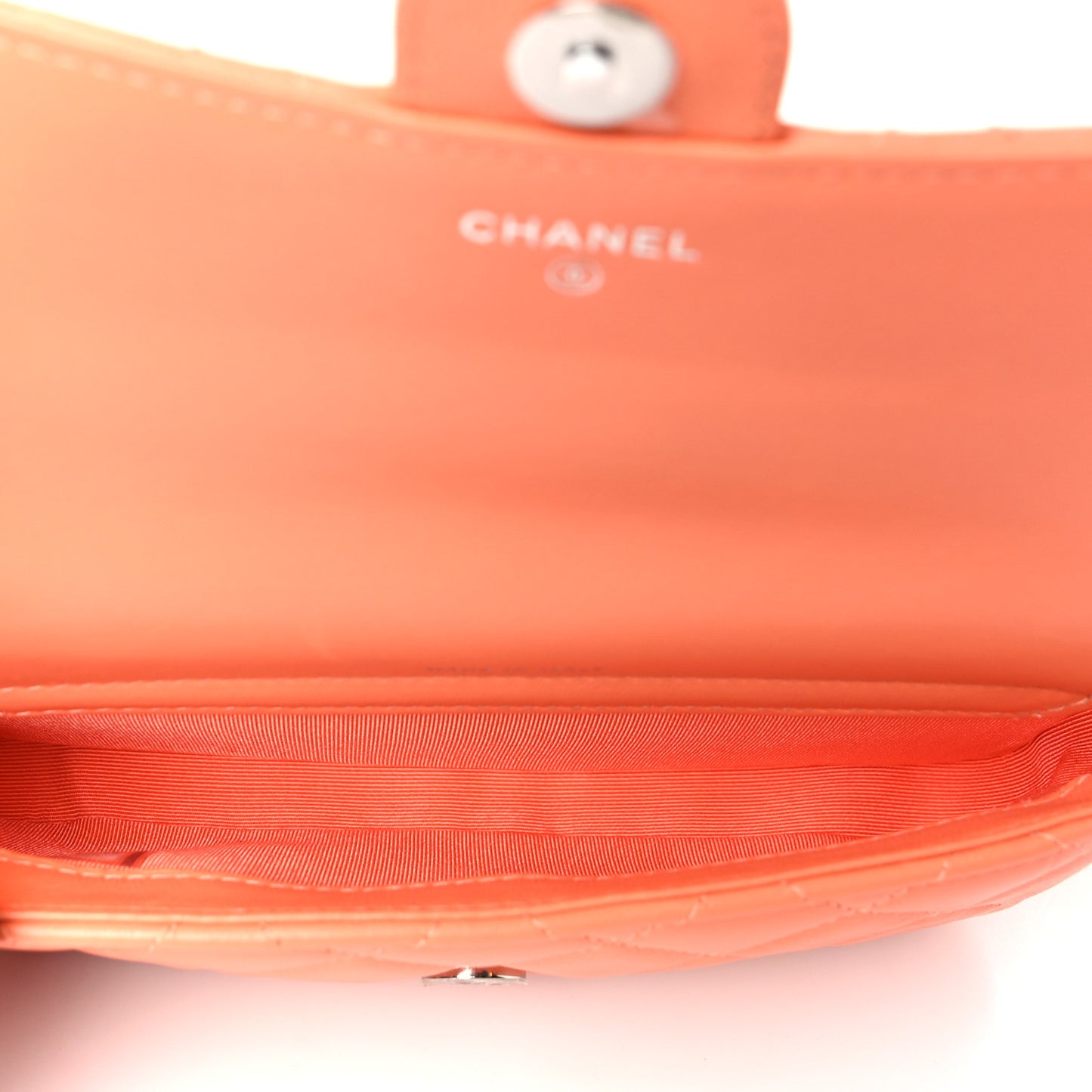 Lambskin Quilted Flap Phone Holder With Chain Orange
