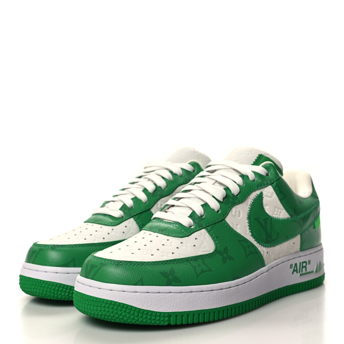 X NIKE AIR FORCE 1 Calfskin Monogram Mens Low Top Sneakers 8.5 Green