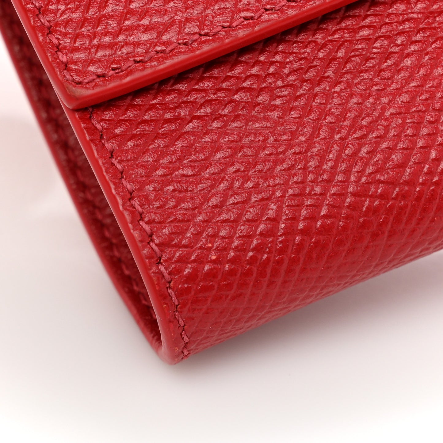 Grained Calfskin Small Multifunction Folded Wallet Red