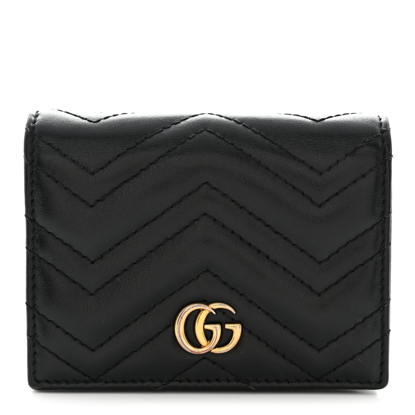 Calfskin Matelasse GG Marmont Card Case Wallet Black