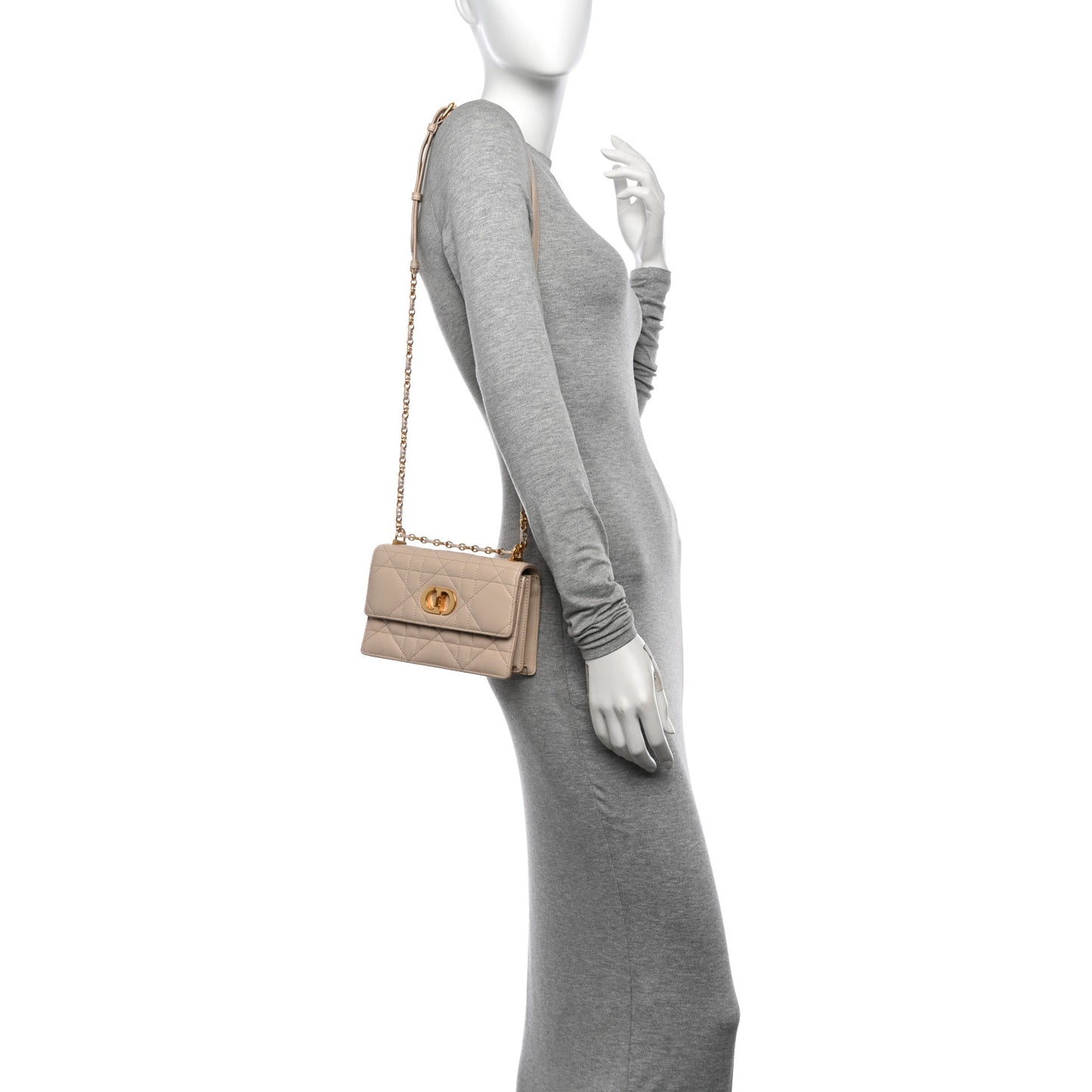 Lambskin Macrocannage Mini Miss Caro Bag Caramel Beige