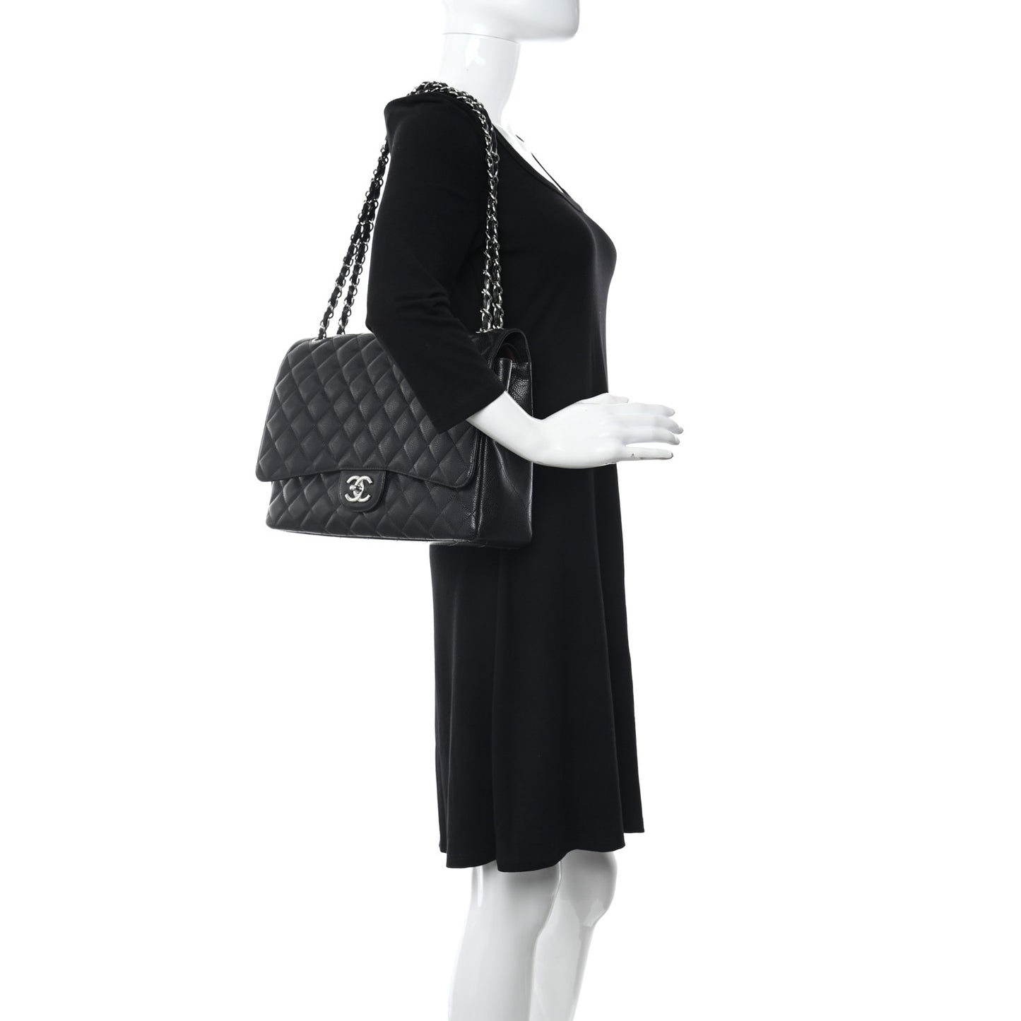 Caviar Quilted Maxi Double Flap Black