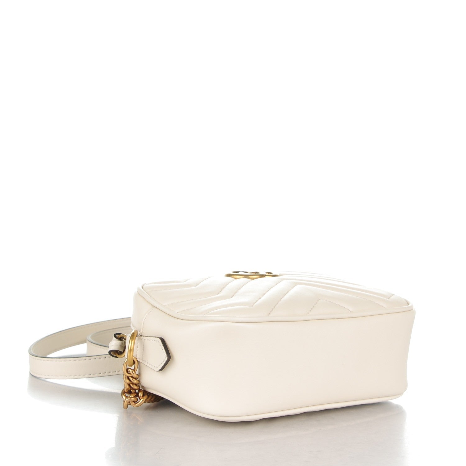 Gucci Calfskin Matelasse Mini GG Marmont Chain Shoulder Bag White 4 of 7