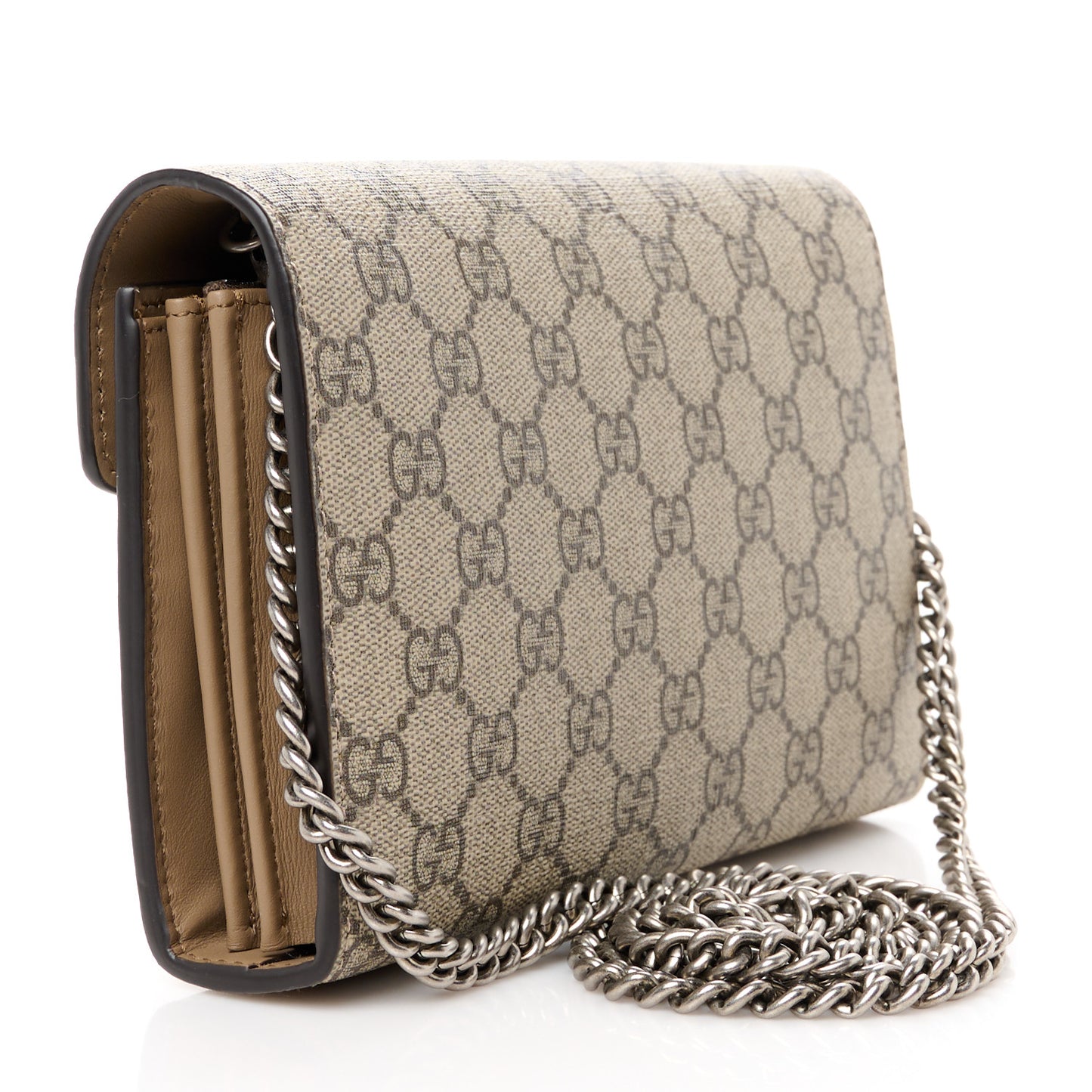 GG Supreme Monogram Mini Dionysus Chain Wallet Beige Taupe