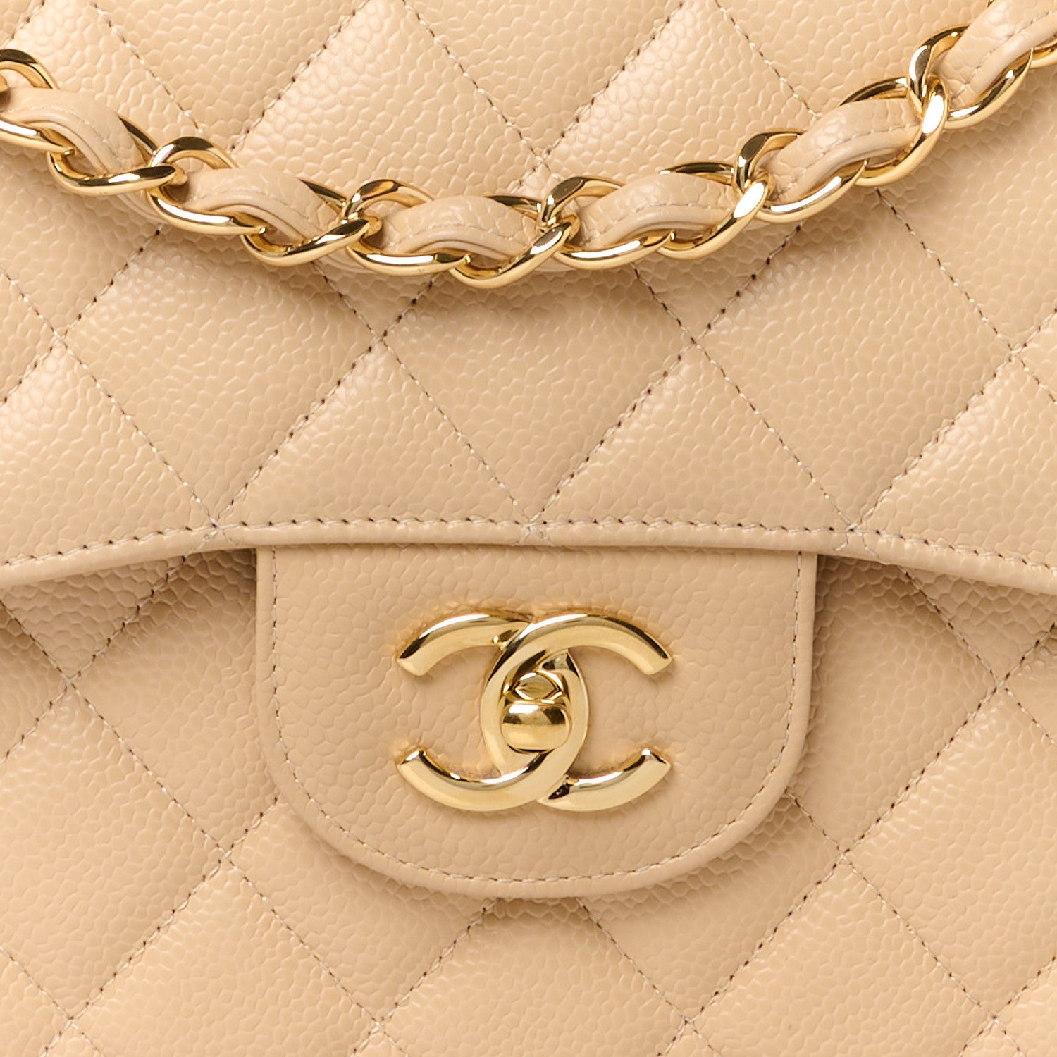 Chanel Caviar Quilted Jumbo Double Flap Beige 9 of 13