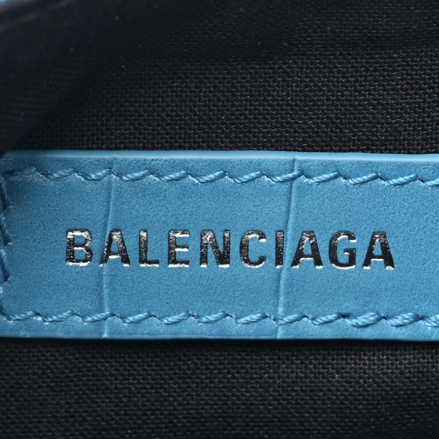 Balenciaga Extra Supple Calfskin Crocodile Embossed Le Cagole Shoulder Bag XS Cyan 8 of 12