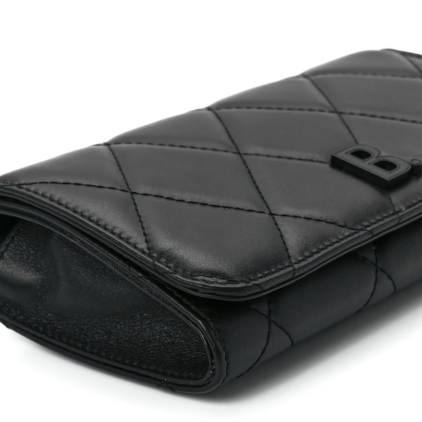 Nappa Calfskin Quilted Touch B Phone Holder With Strap Black