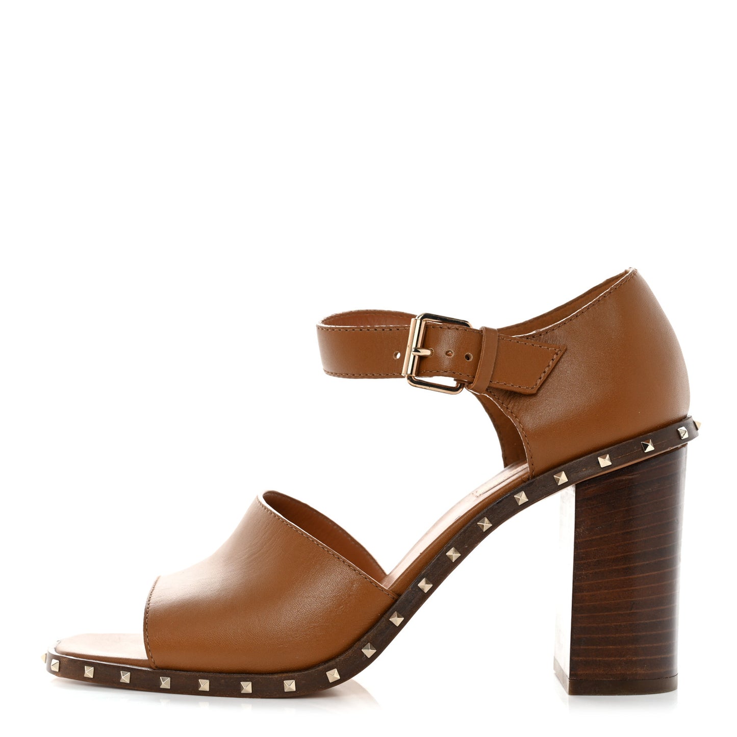 Calfskin Soul Rockstud Sandals 39.5 Saddle Brown