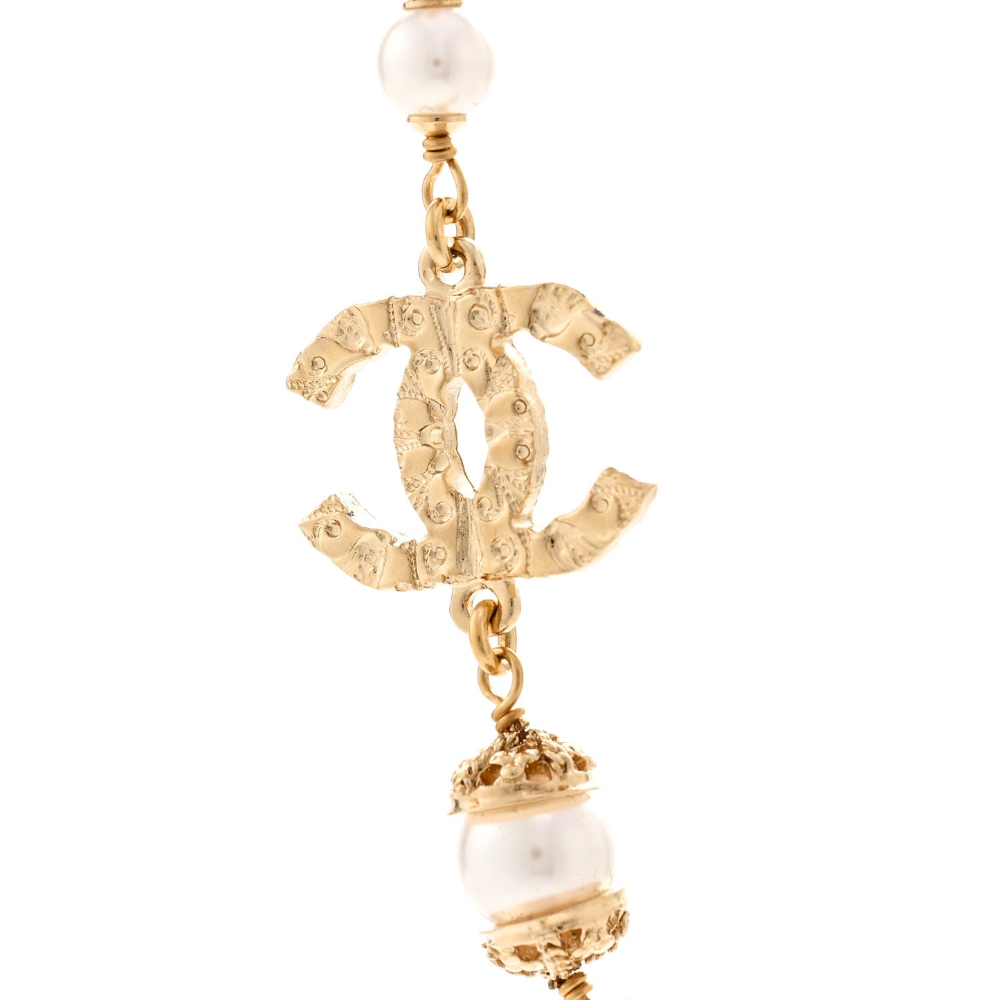 Pearl Crystal CC Necklace Gold