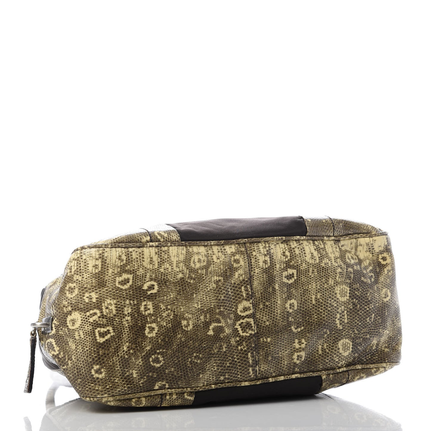 Tessuto Nylon Calfskin Lizard Embossed Tote Ebano