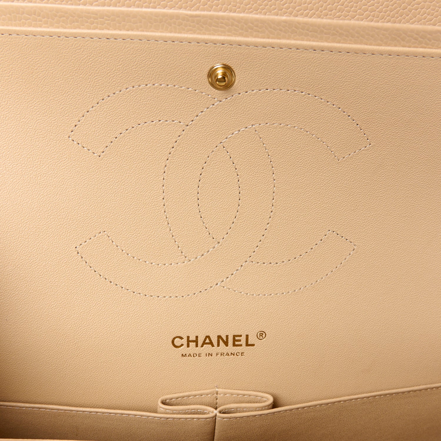 Chanel Caviar Quilted Jumbo Double Flap Beige 6 of 13