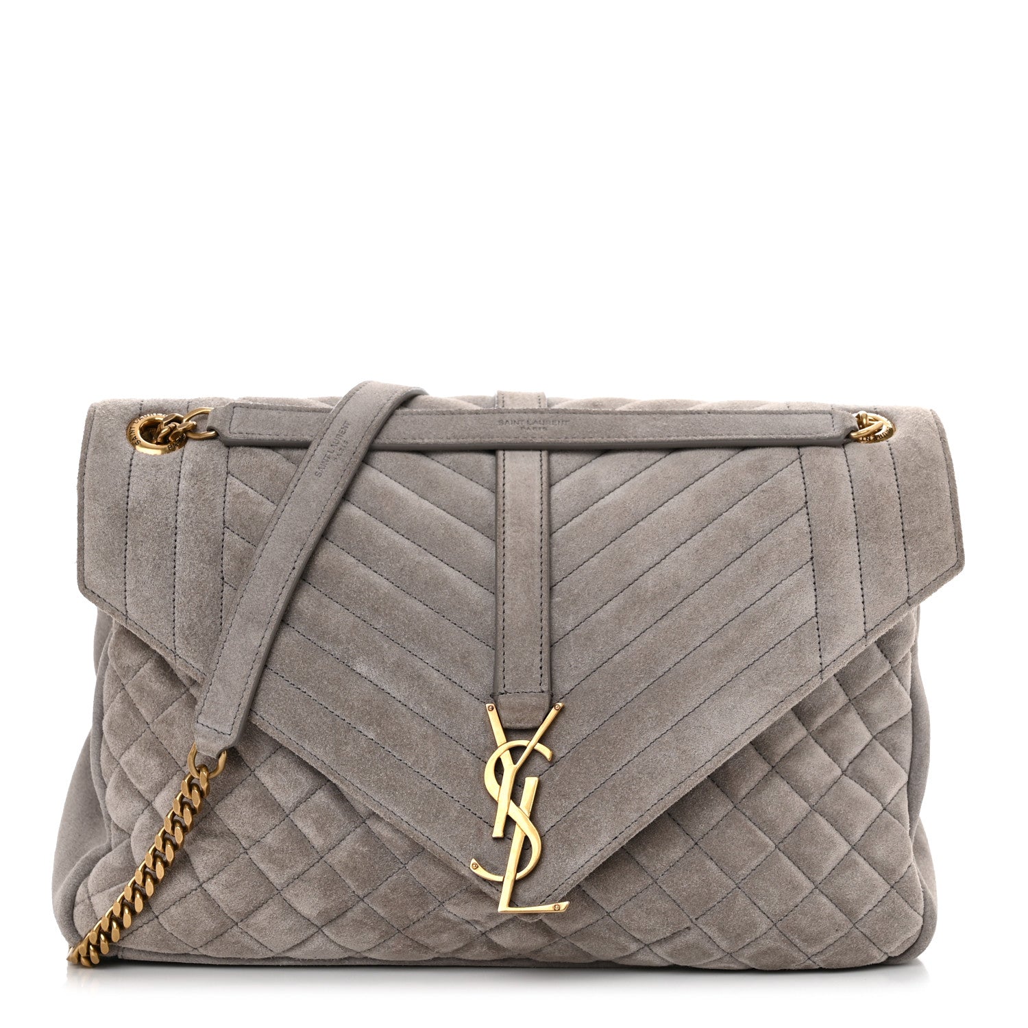 Saint Laurent Suede Mixed Matelasse Tri-Quilt Large Monogram