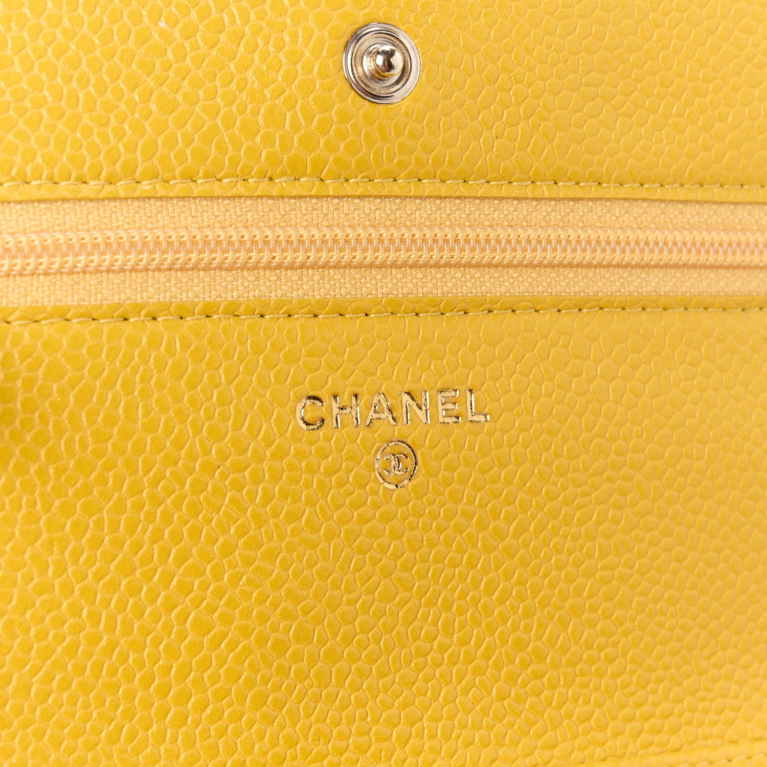 Chanel Caviar Quilted Wallet on Chain WOC Yellow 6 of 12