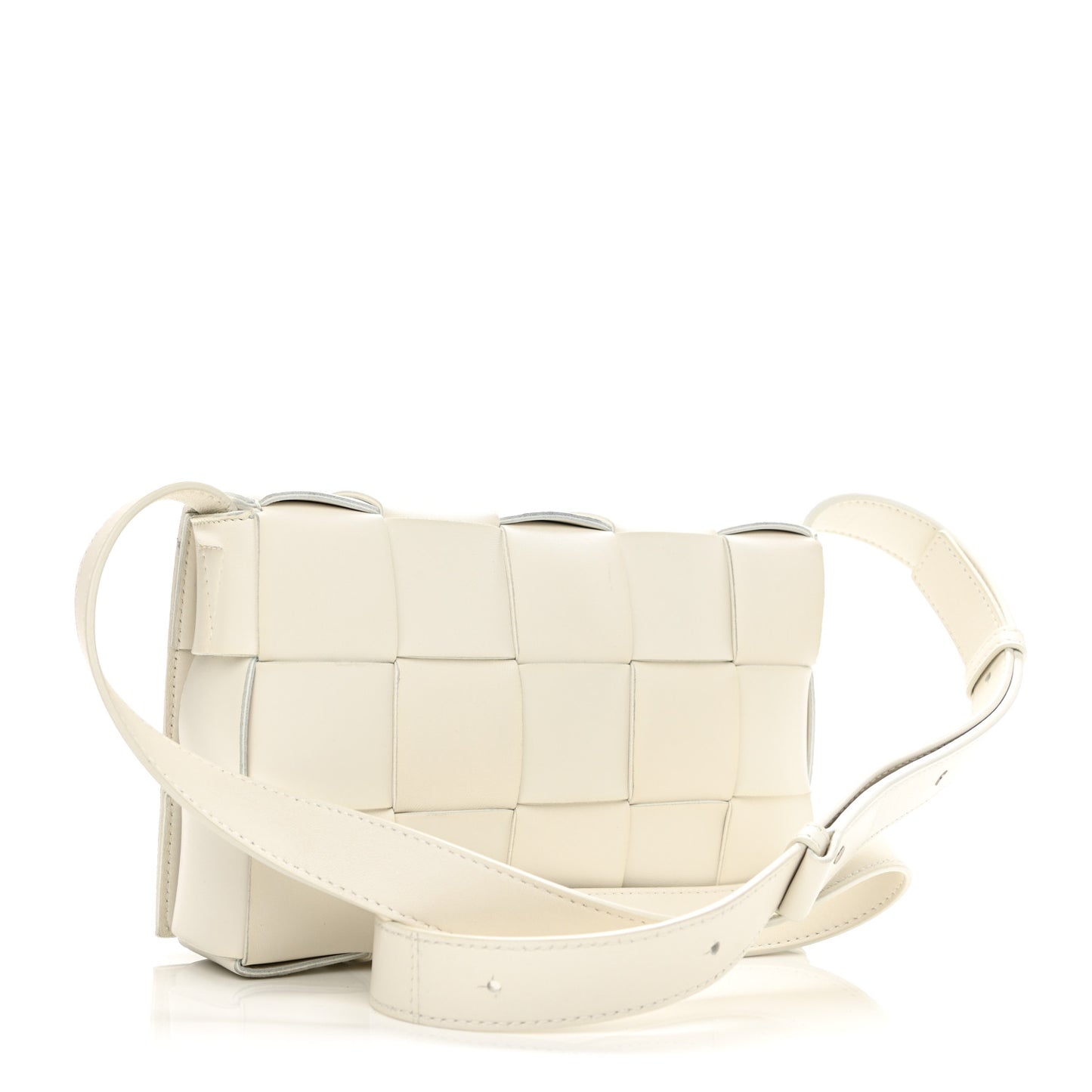 Lambskin Maxi Intrecciato Cassette Crossbody Bag White