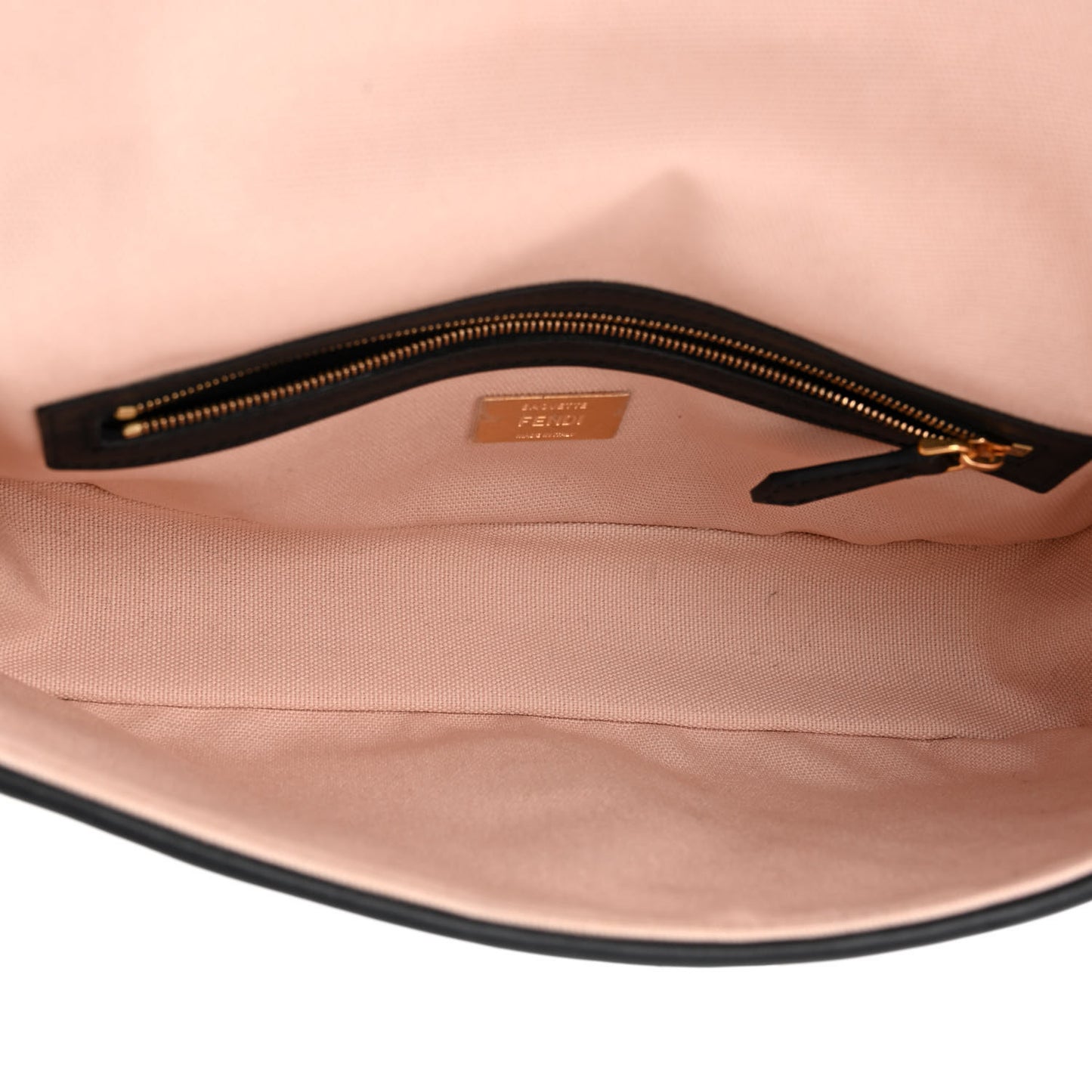 Canvas Vitello King FF Embroidered Baguette Rosa Quarzo Black