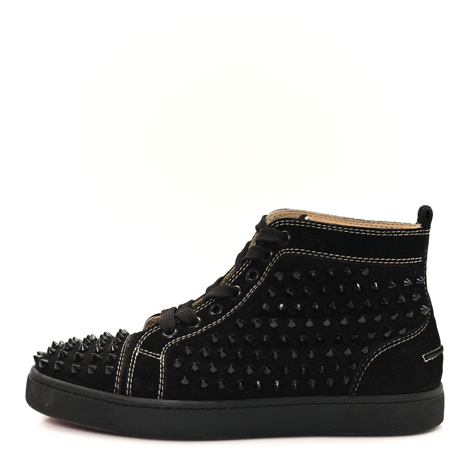 Christian Louboutin Veau Velours Womens Louis Spikes Flat Sneakers