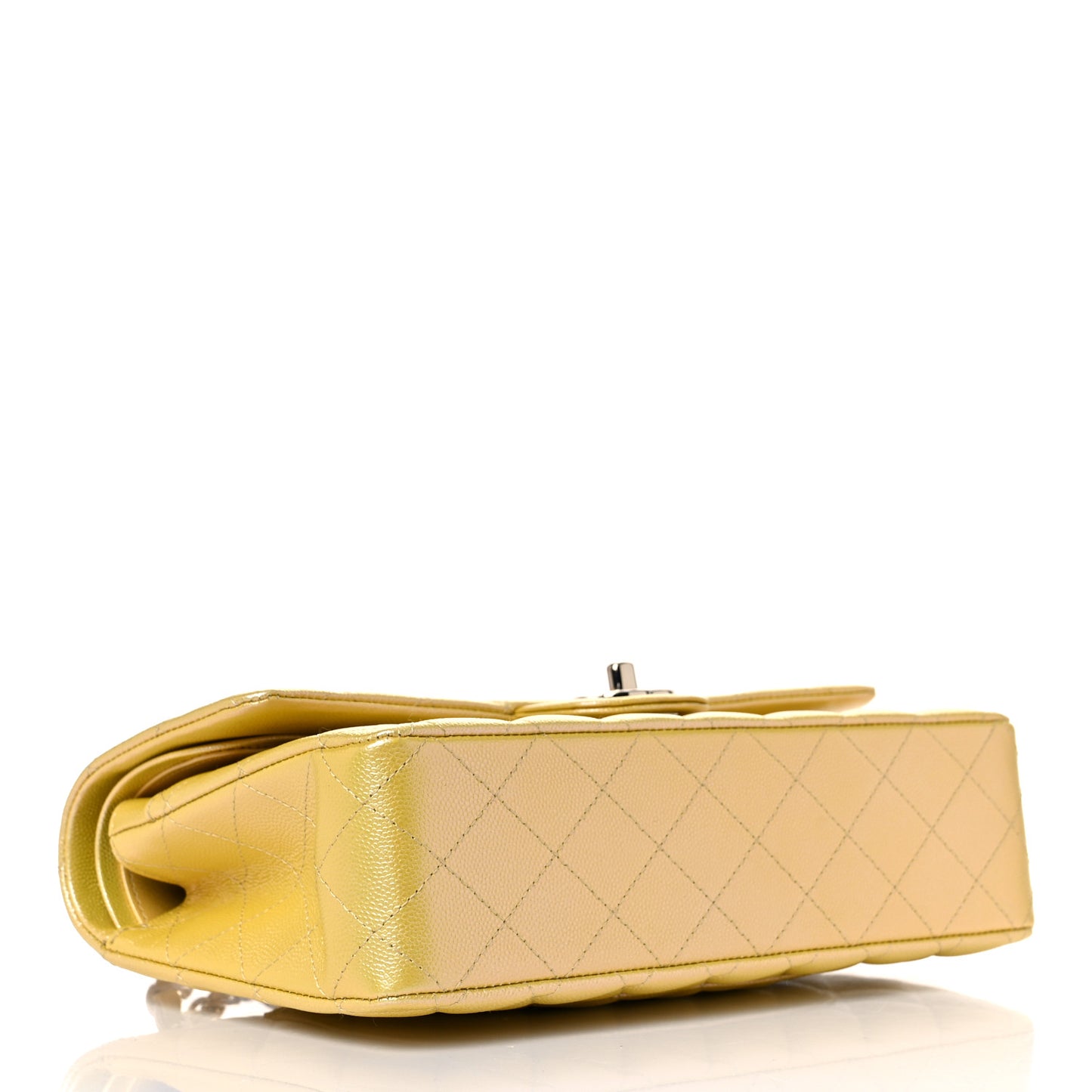 Iridescent Caviar Quilted Medium Double Flap Yellow
