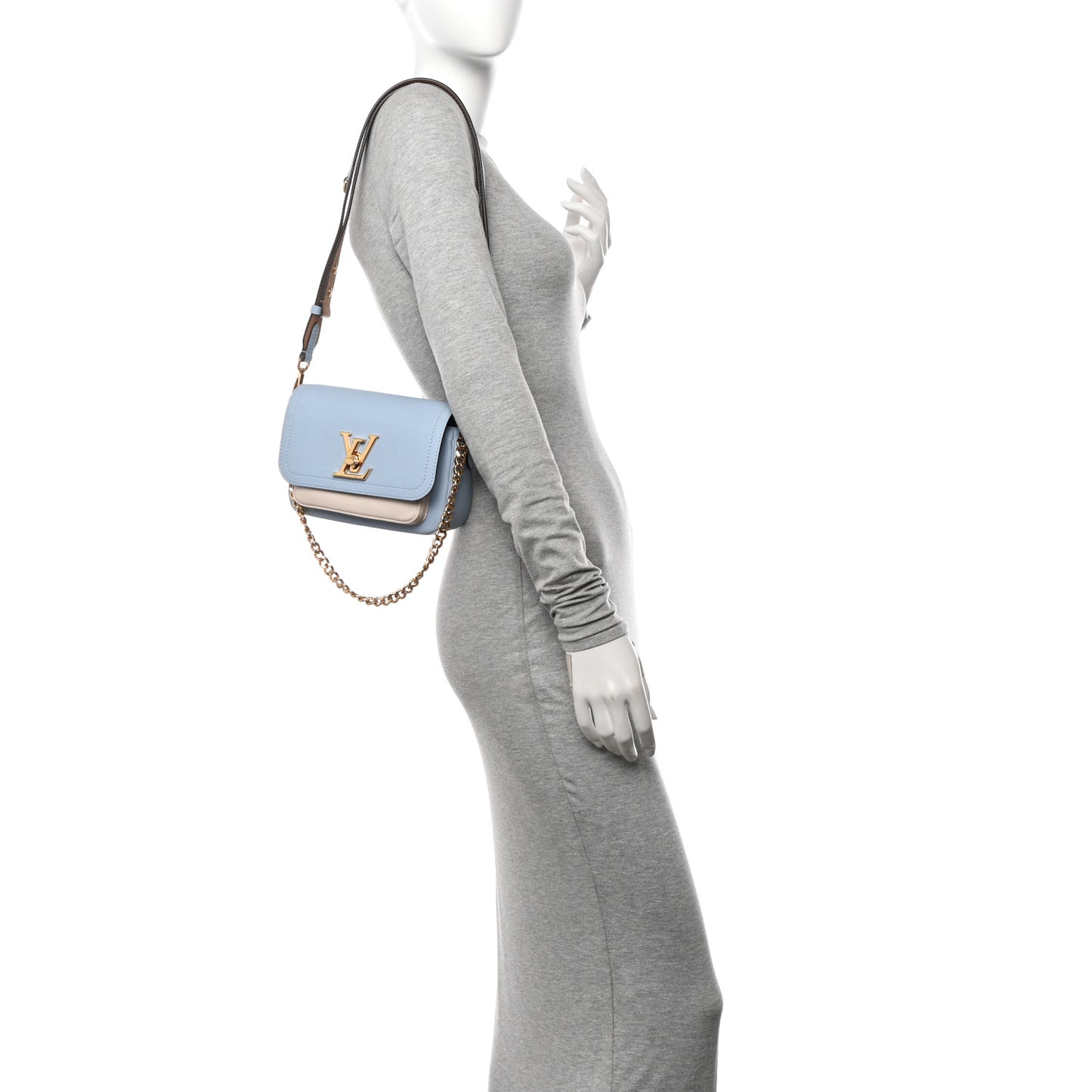 Grained Calfskin Lockme Tender Bleu Nuage