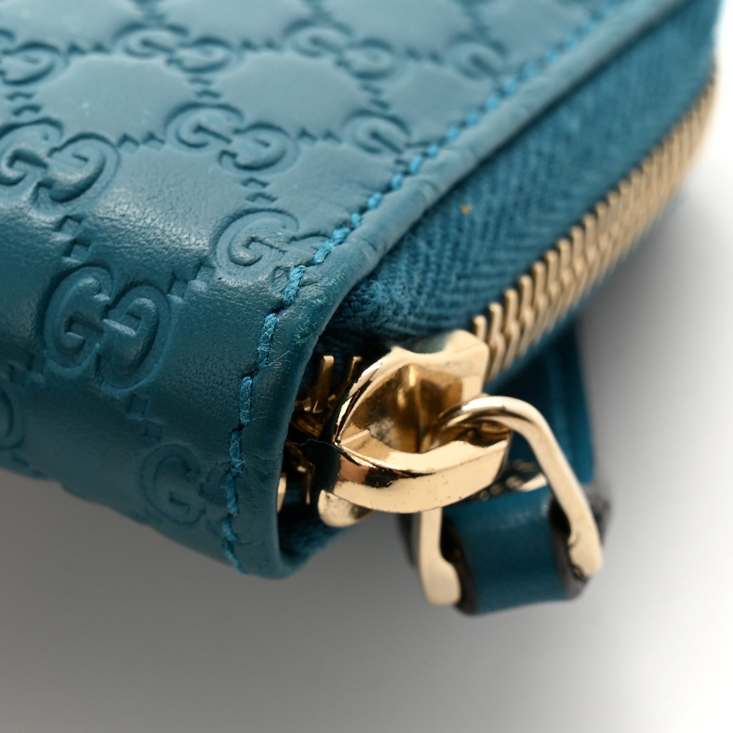 Microguccissima Zip Around Card Case Deep Cobalt