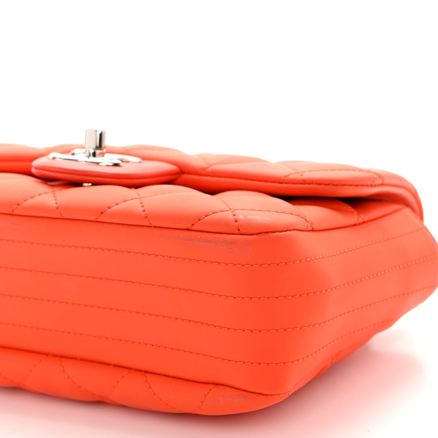 Chanel Rubber Quilted Lambskin Mini Square Coco Rain Flap Orange 10 of 10