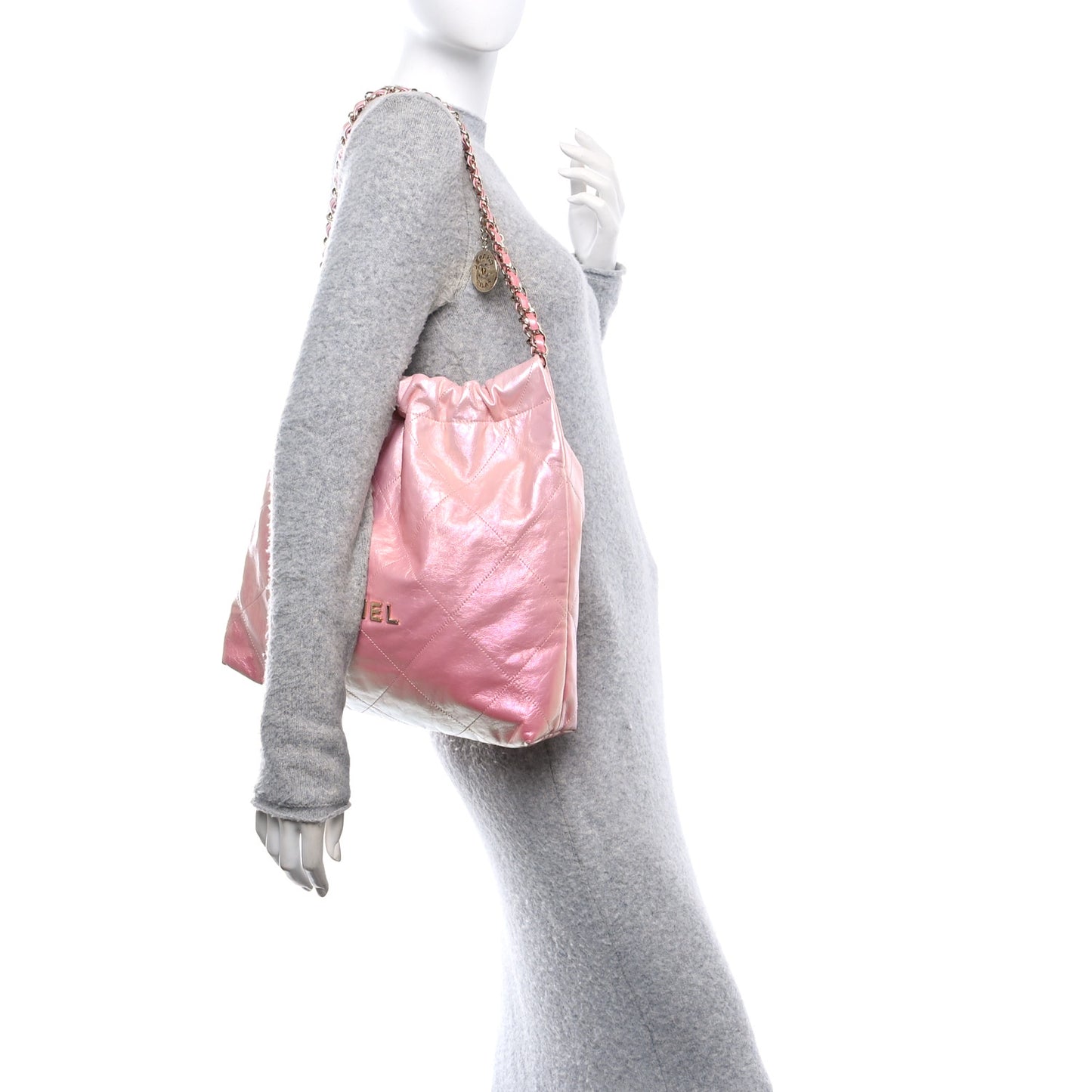 Metallic Shaded Calfskin Quilted Chanel 22 Pink