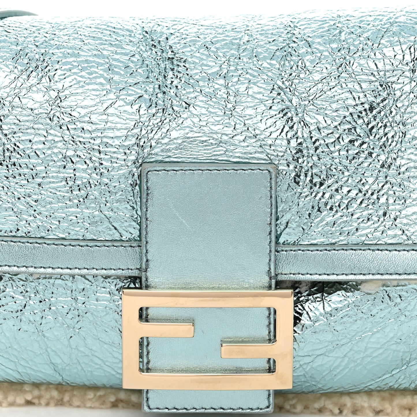 Metallic Lambskin Sheepskin Fur Re-Edition 2005-2006 Baguette Light Blue