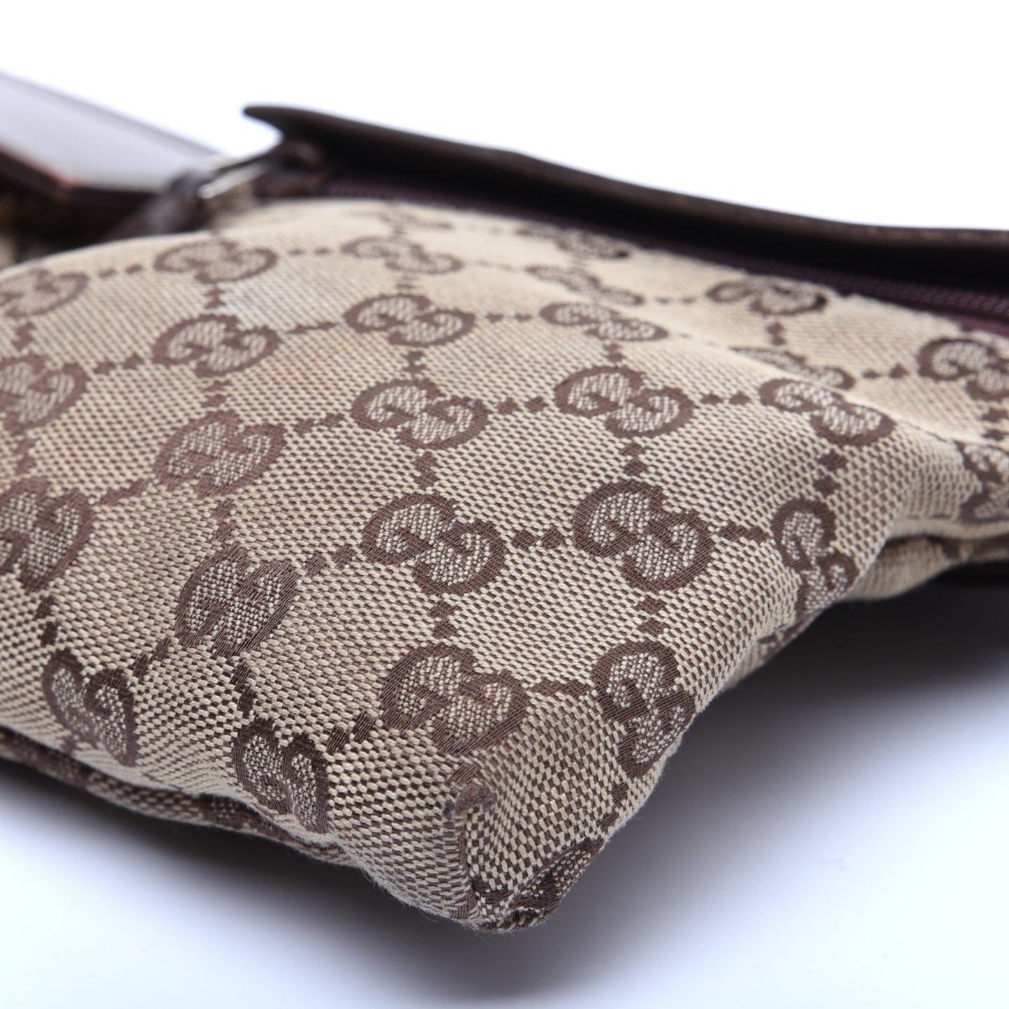 GG Monogram Double Pocket Belt Bag Dark Brown