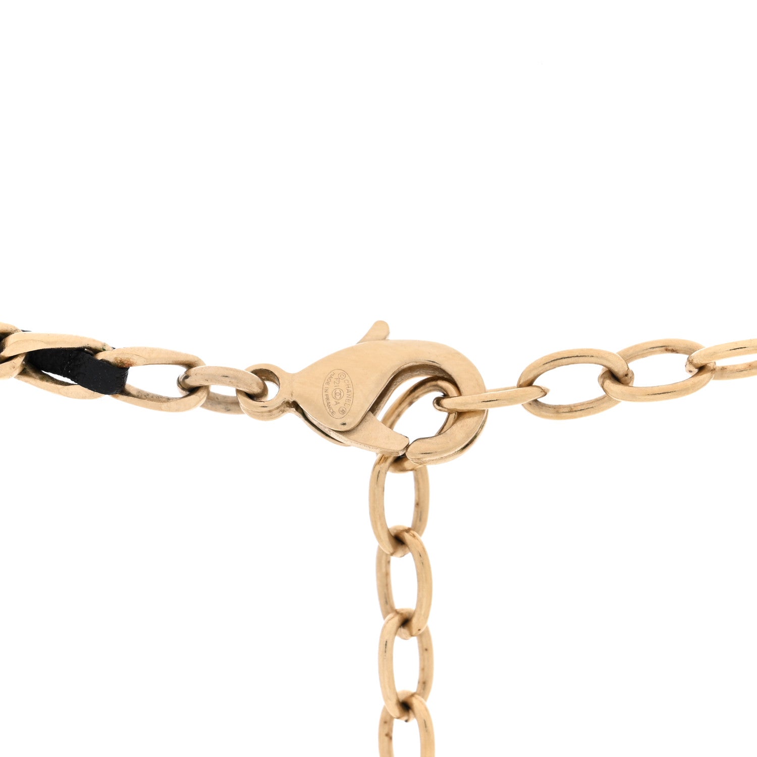 Chanel Lambskin Crystal CC Medallion Necklace Gold Black 4 of 4