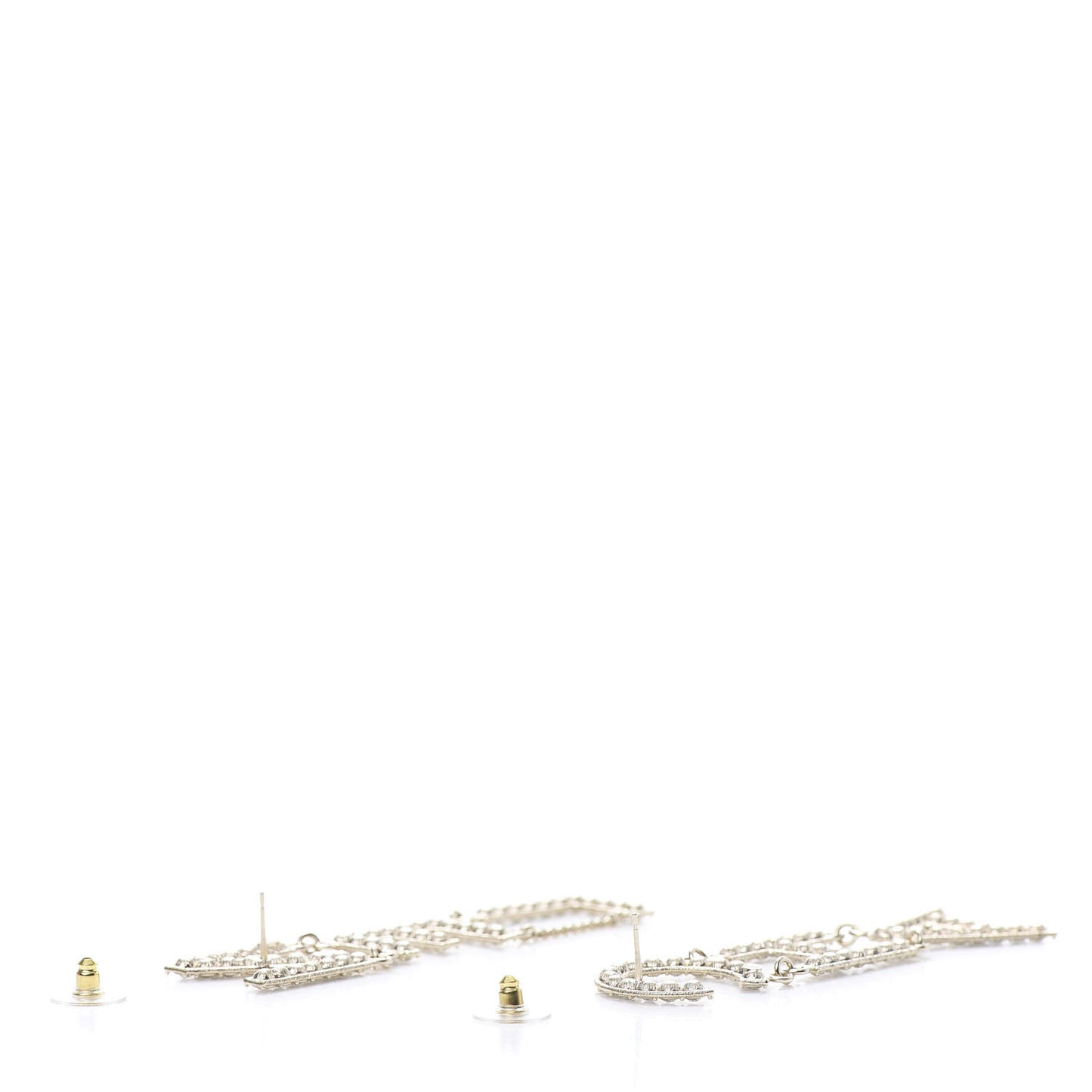Crystal Cha-Nel Logo Drop Earrings Gold