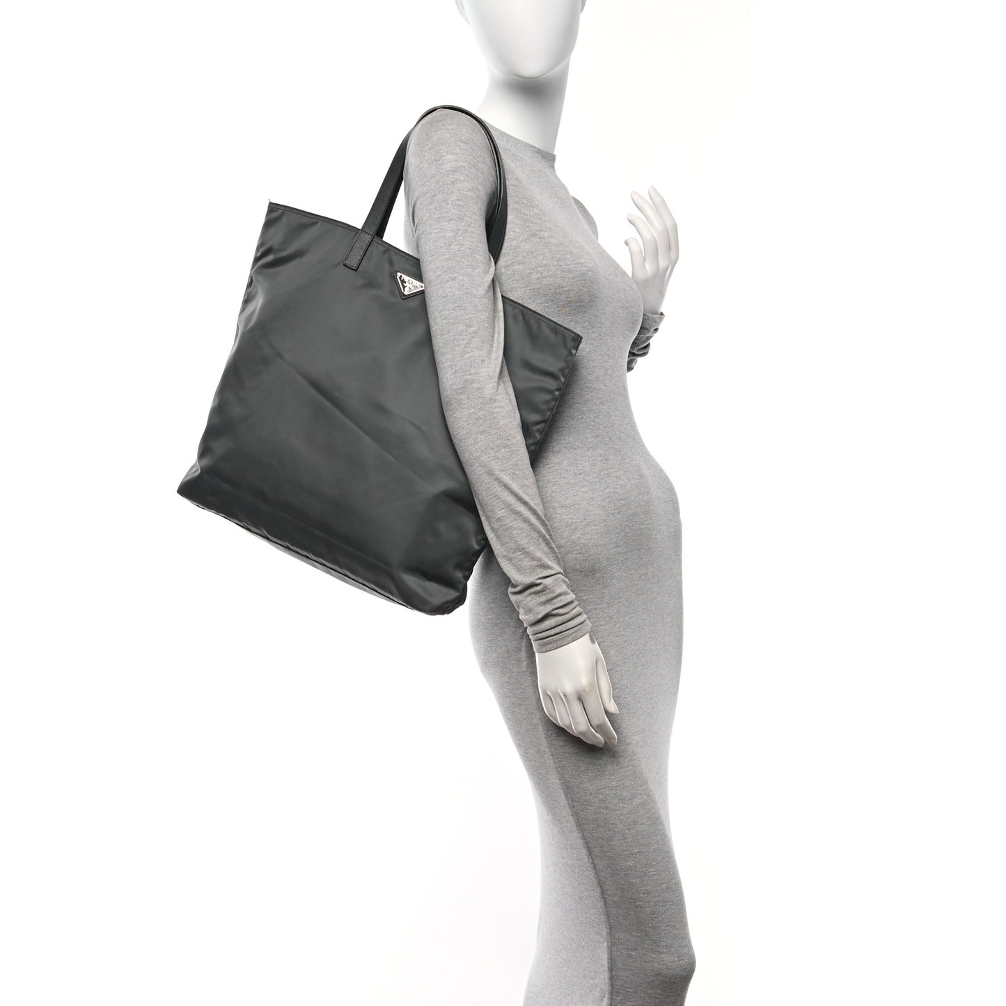 Tessuto Nylon Saffiano Tote Grey