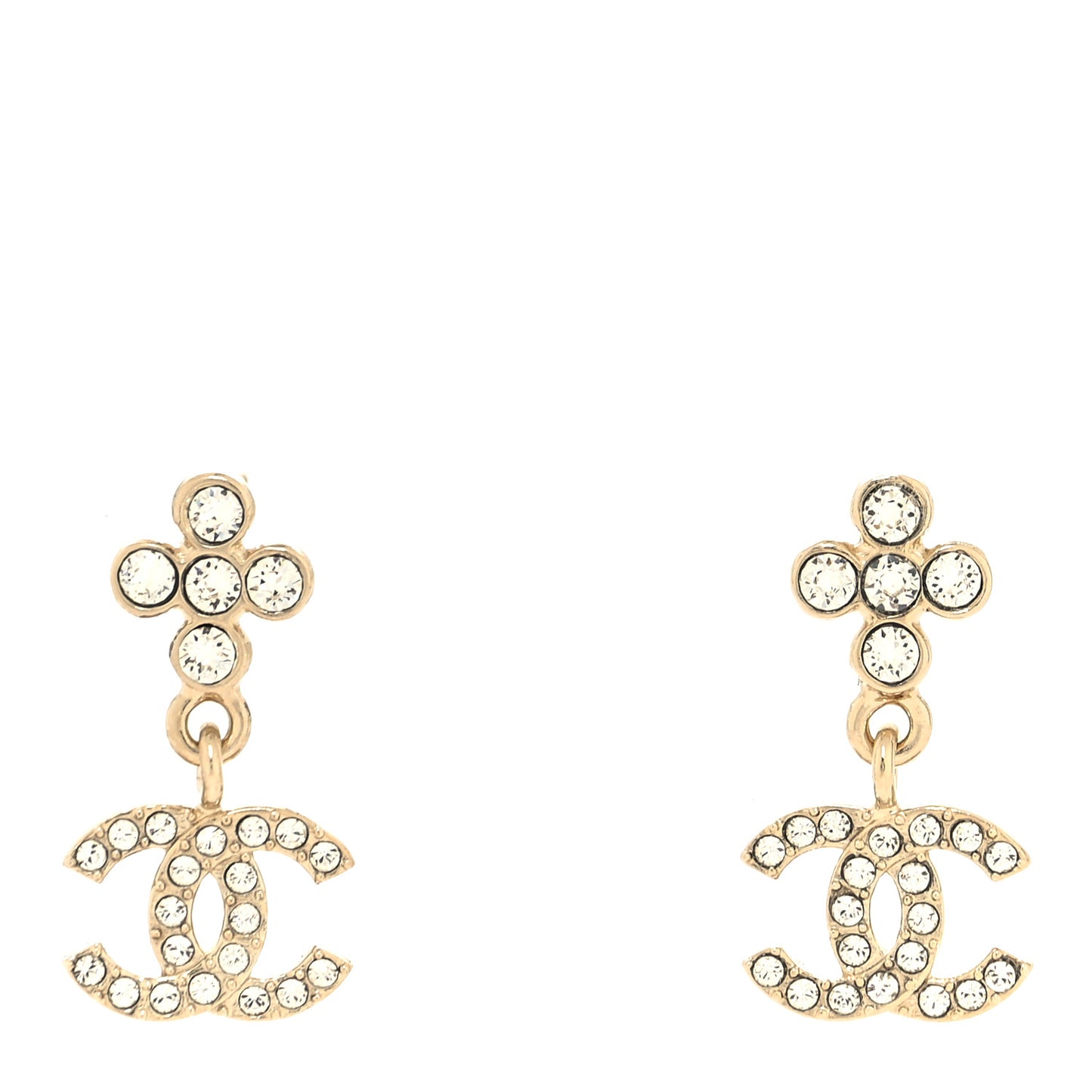 Crystal CC Drop Earrings Gold