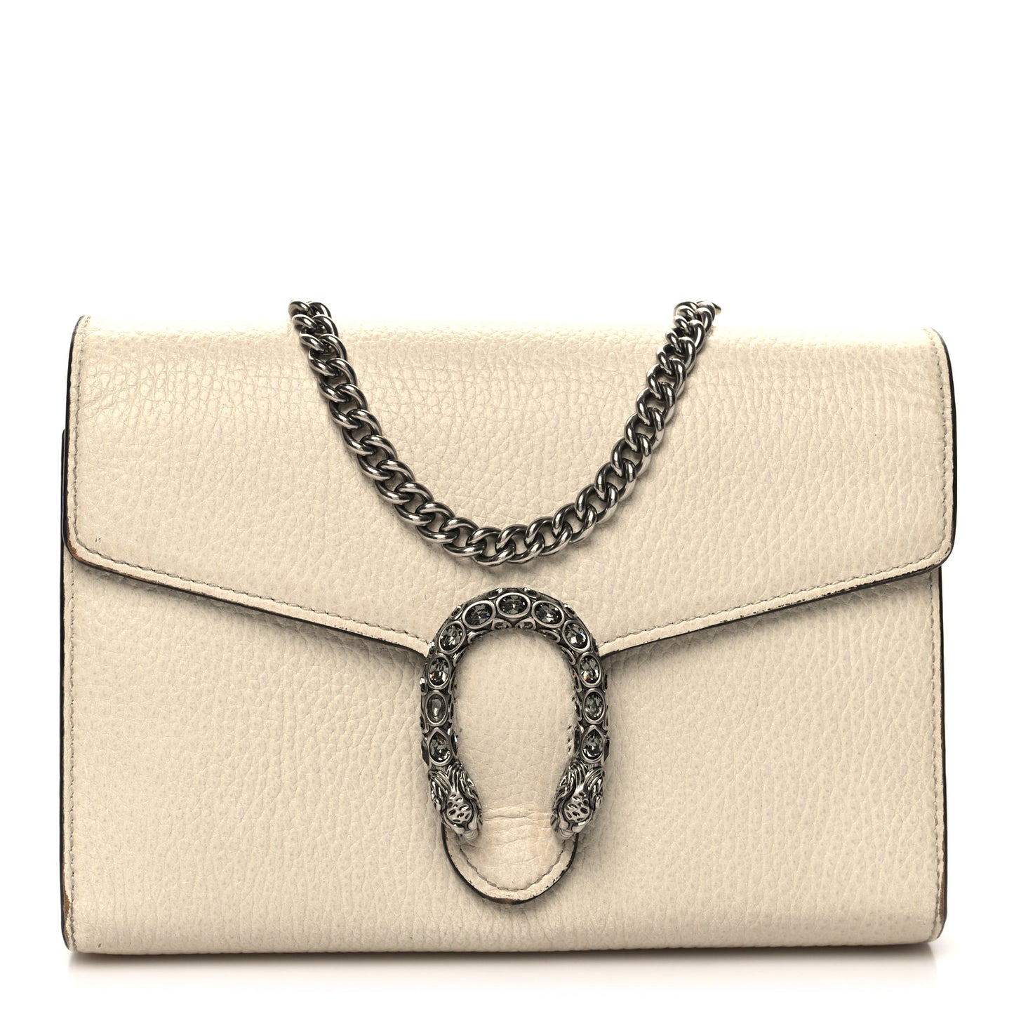 Dollar Calfskin Mini Dionysus Chain Wallet Mystic White
