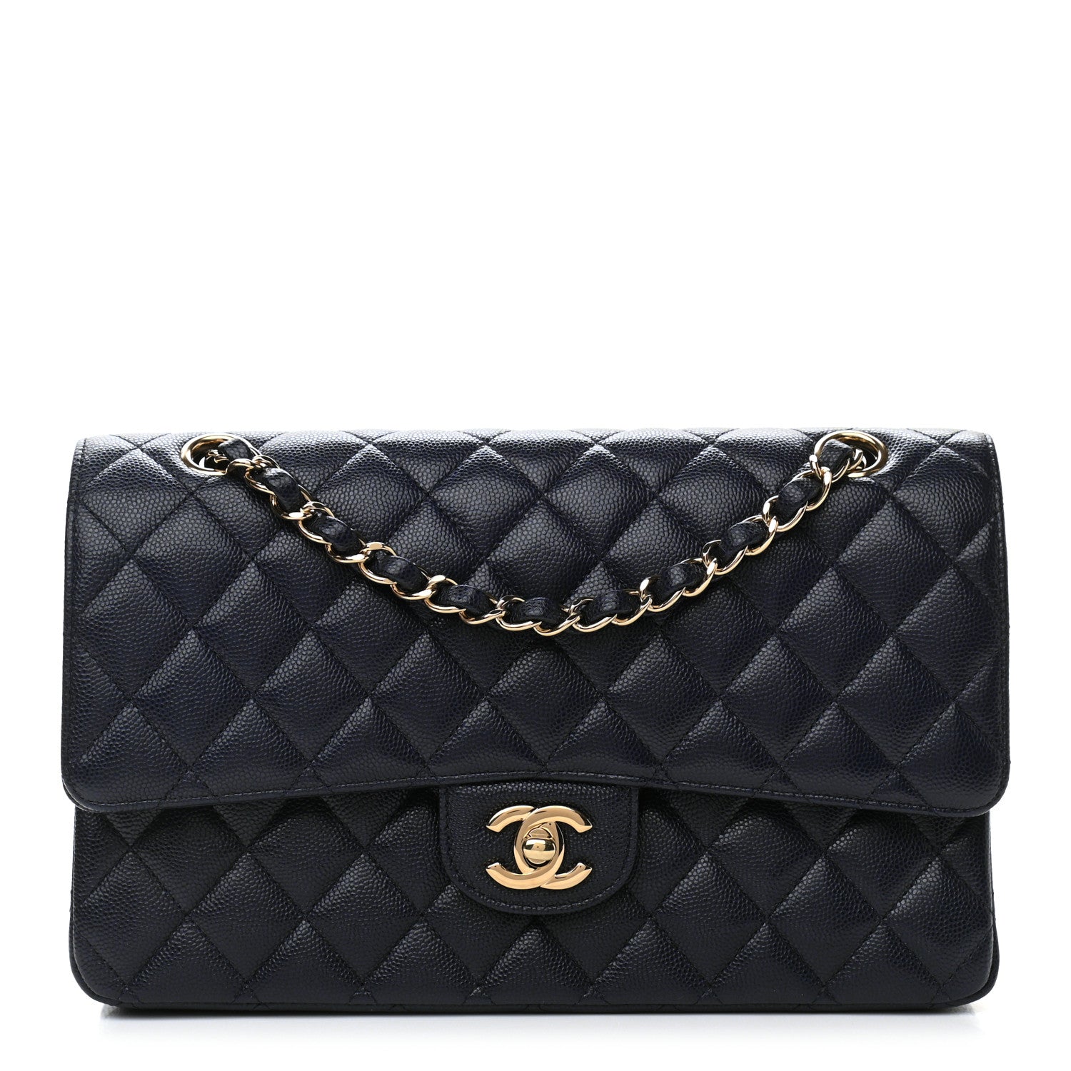 Chanel Caviar Quilted Medium Double Flap Navy 1 of 12