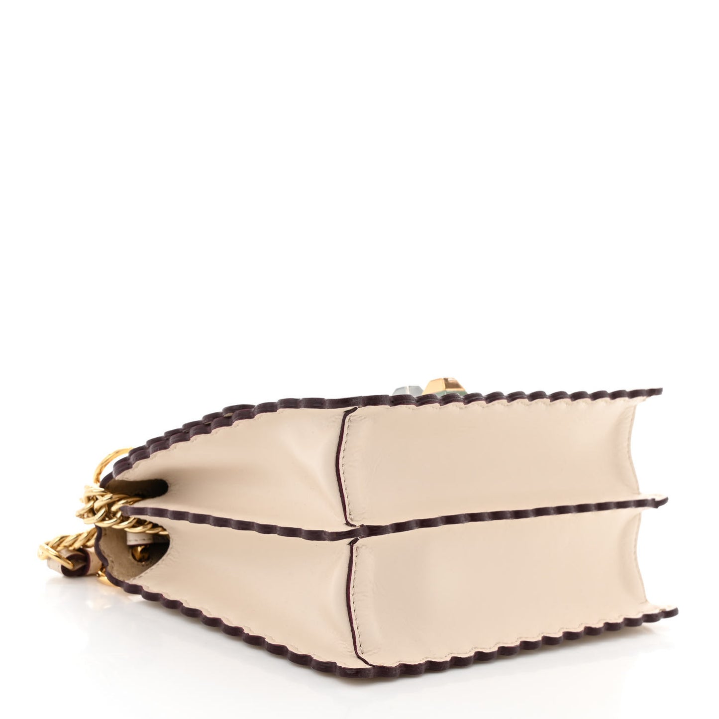 Vitello Liberty Scalloped Studded Small Kan I Shoulder Bag Camelia