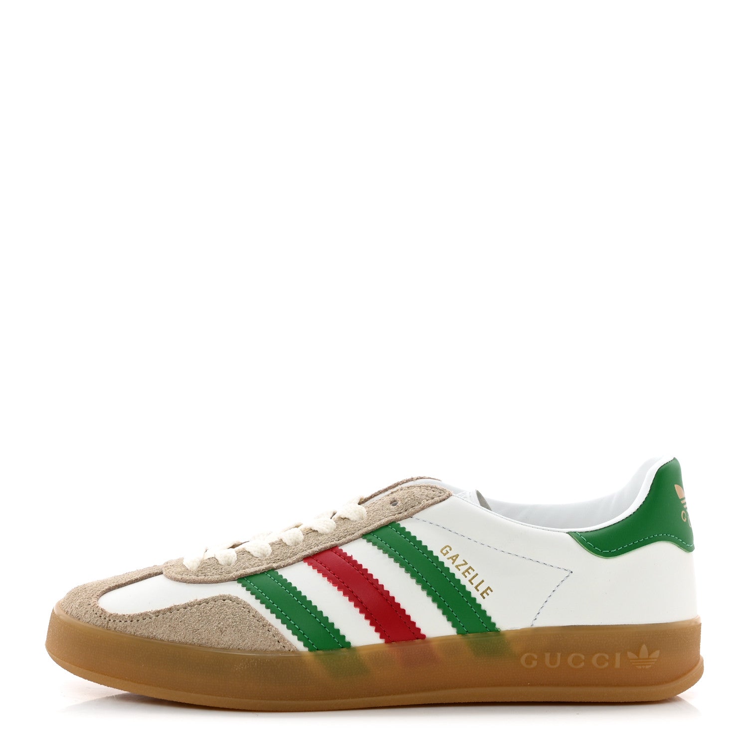 Gucci X ADIDAS Suede Madeira Demetra Womens Gazelle Sneakers 5.5 Oatmeal White New Shamarock Hibiscus Red 1 of 12