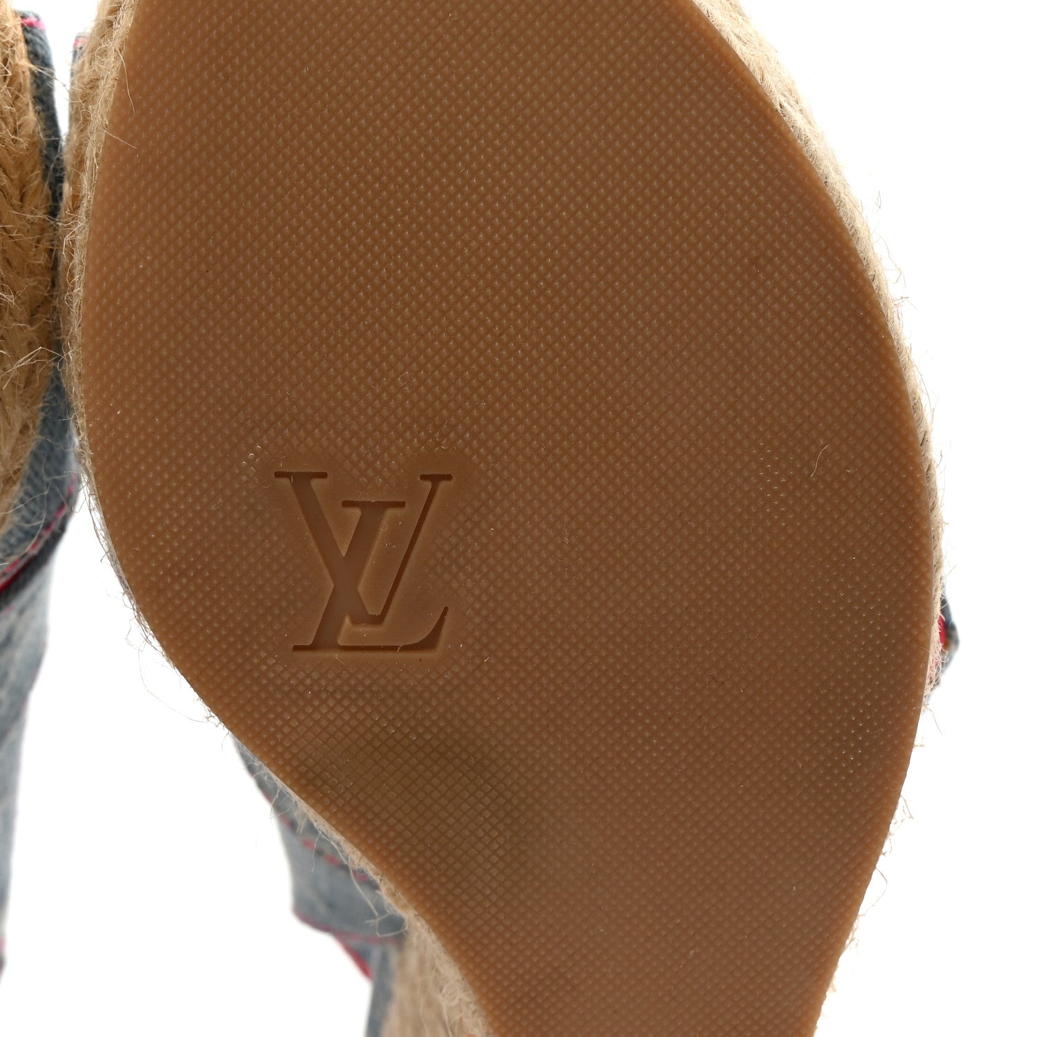 Louis Vuitton Denim Monogram Espadrille Wedge Sandals 38 Blue 7 of 9