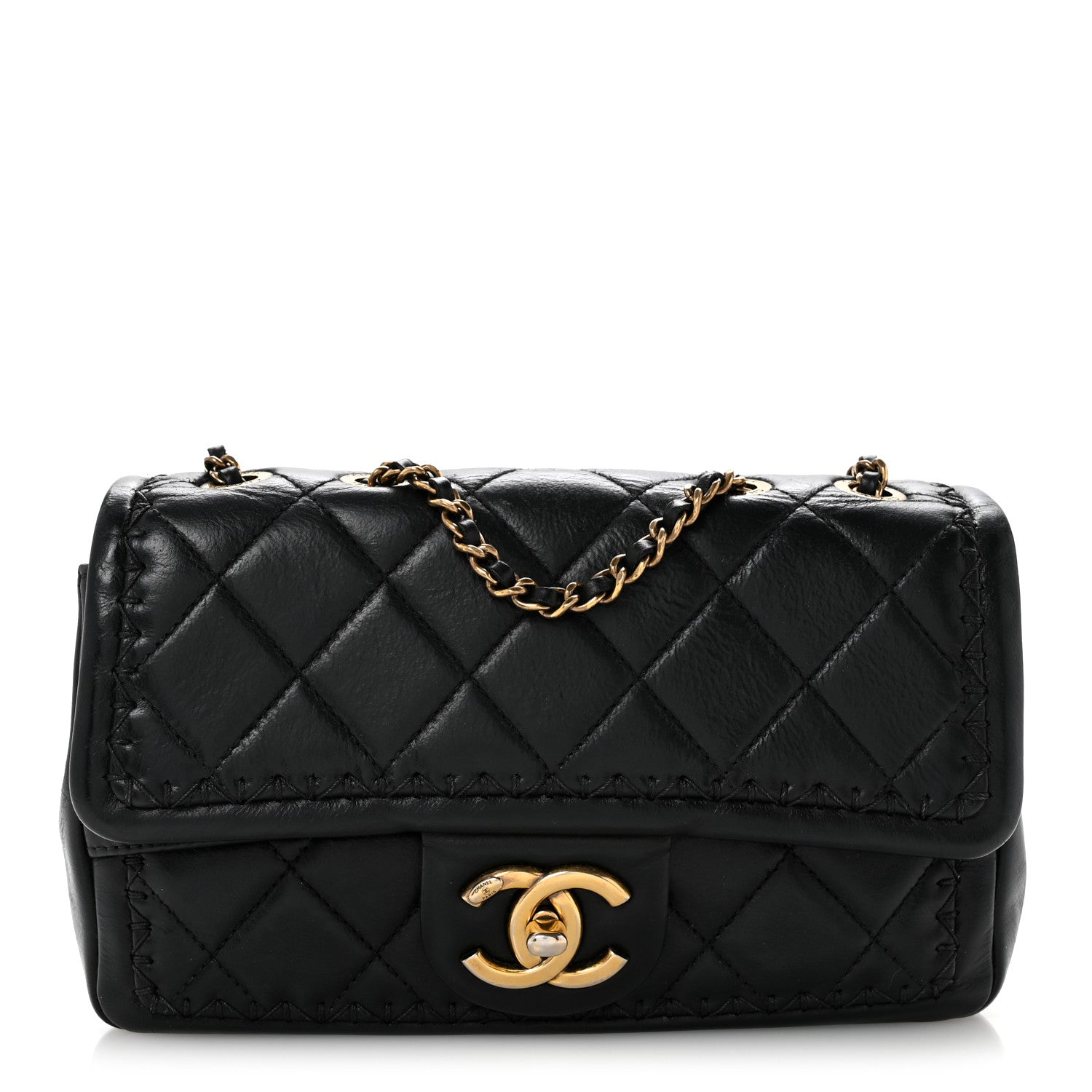 S*e様 CHANEL 黒 バッグ Chanel Crumpled Calfskin Whipstich Quilted Single Black 1915666