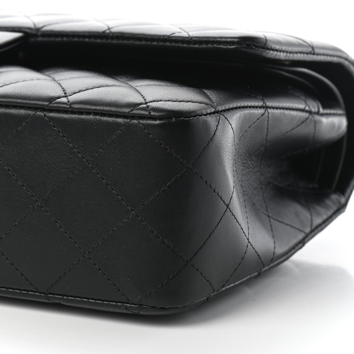 Lambskin Quilted Medium Double Flap Black