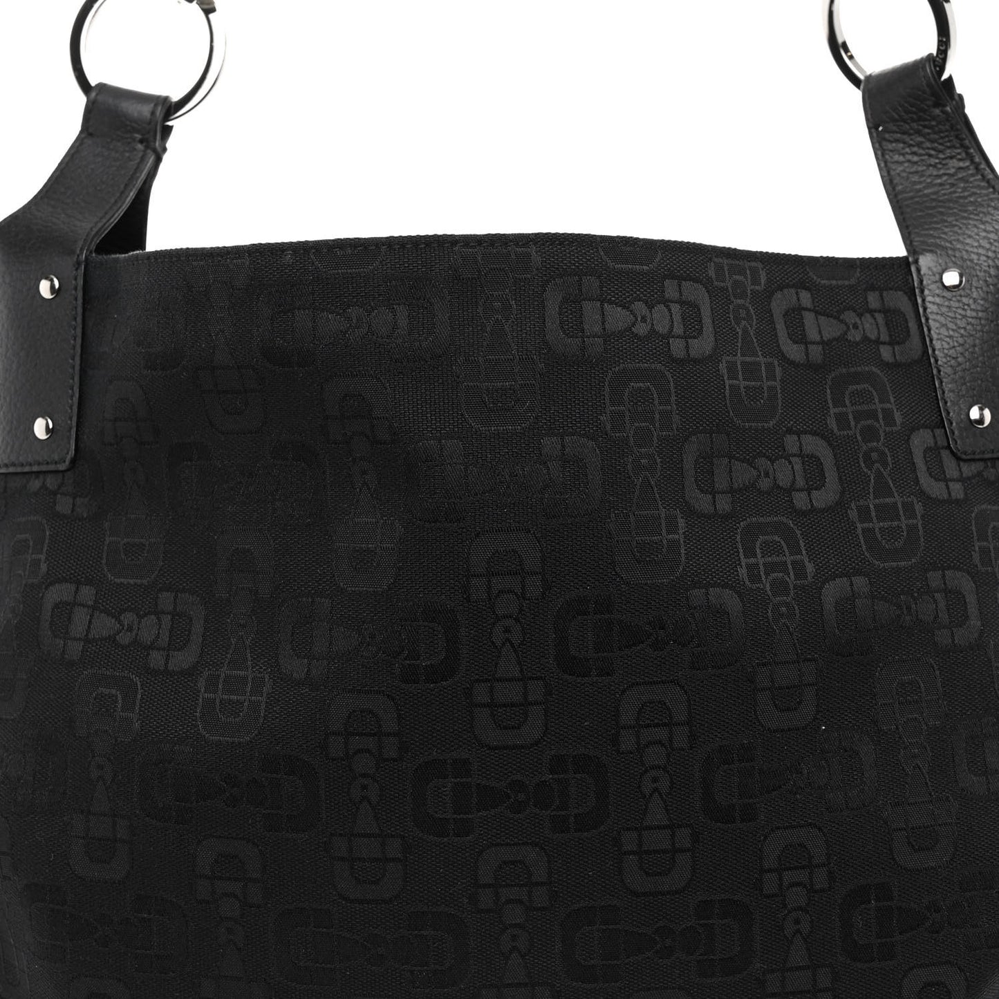 Canvas Horsebit Print Hobo Black