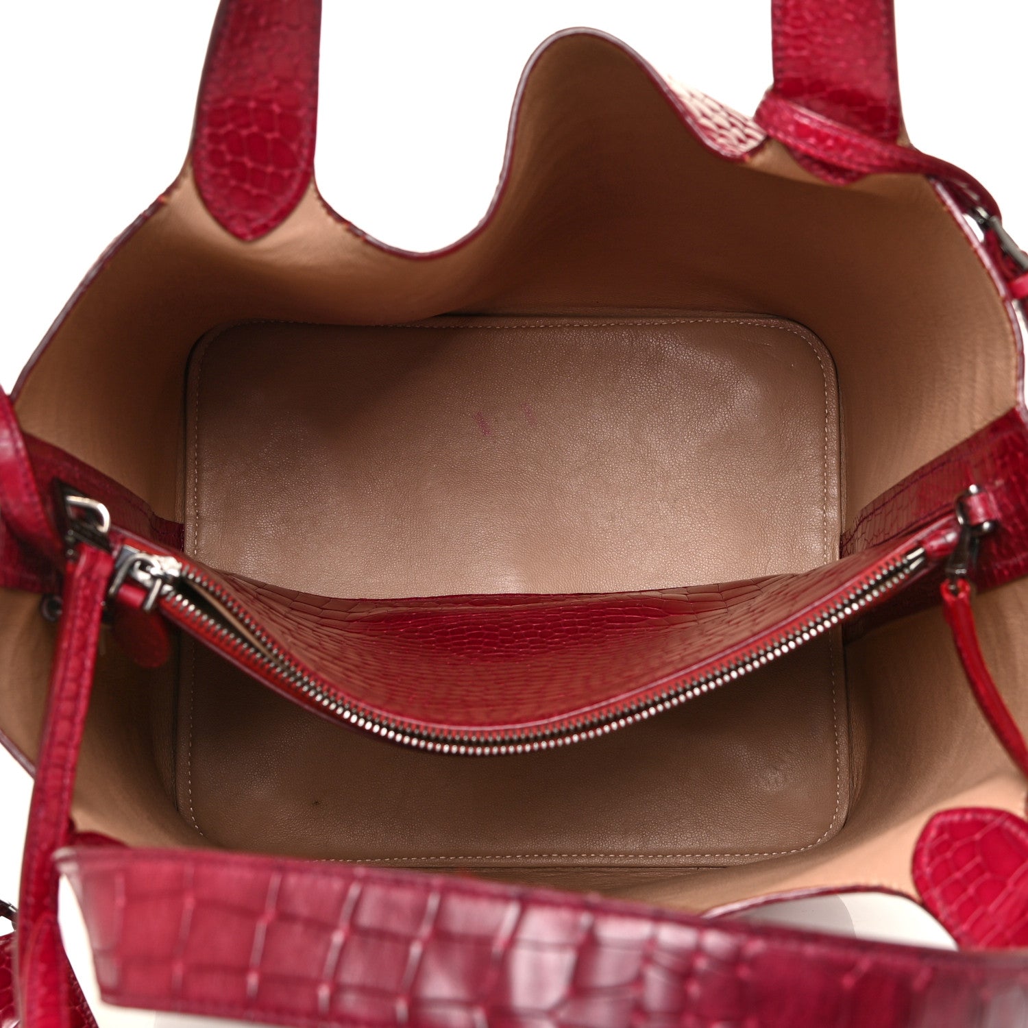 Alaia Calfskin Crocodile Embossed Bag Fuchsia 6 of 15